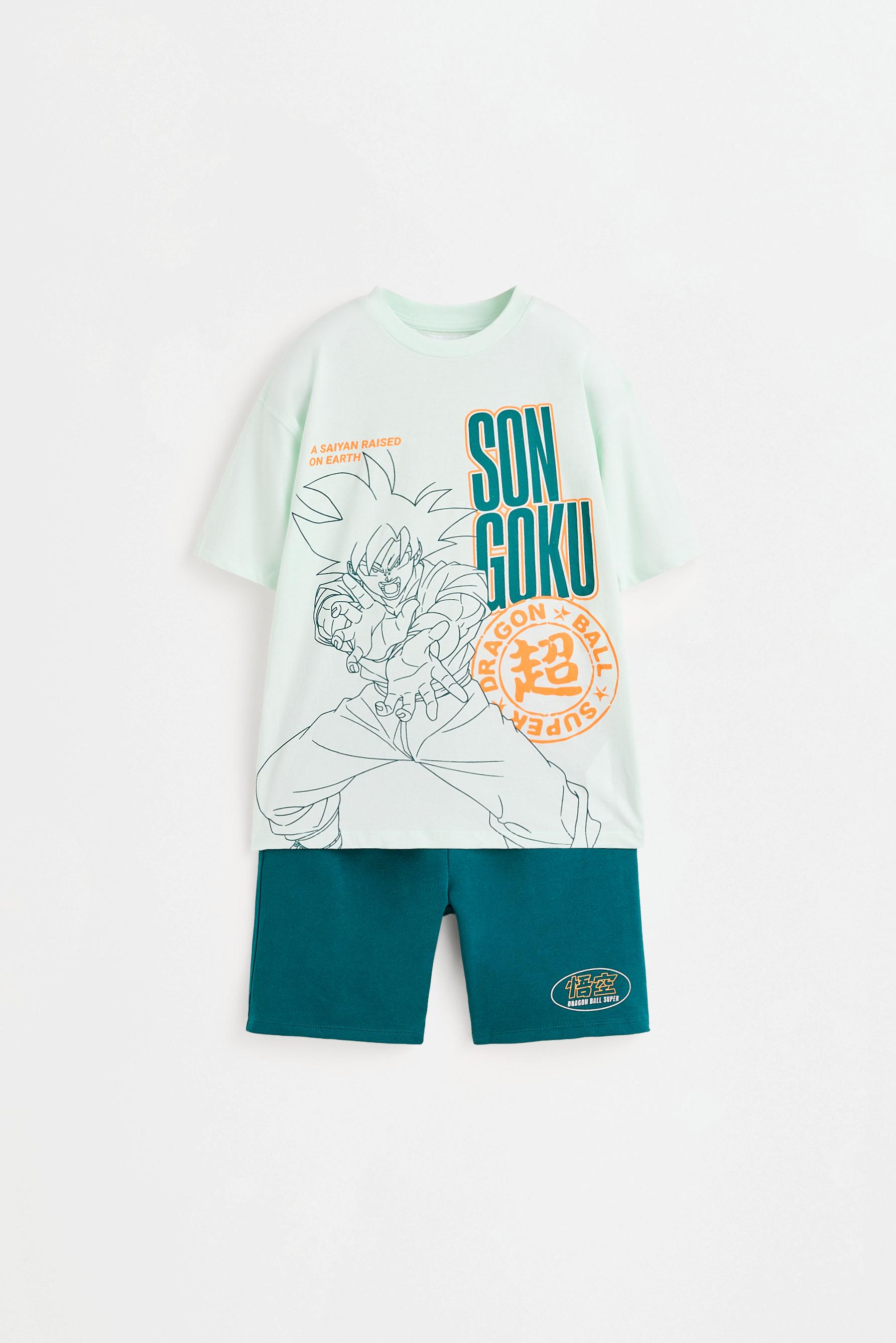 Son Goku Dragon Ball ©Bird Studio T-shirt and Bermuda shorts set — PALE TURQUOISE