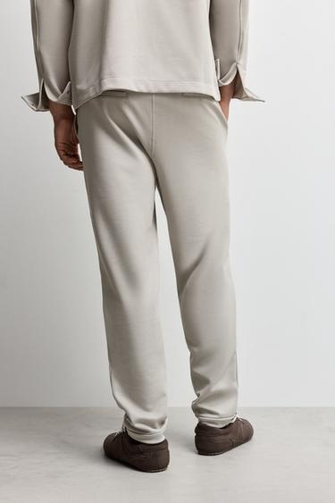 Piqué joggers — PALE GREY 4