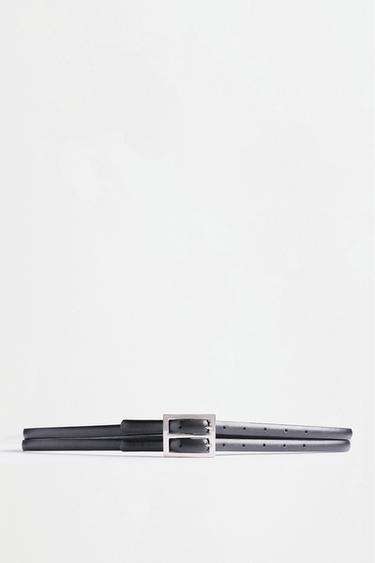 Double strap leather effect belt — BLACK 2