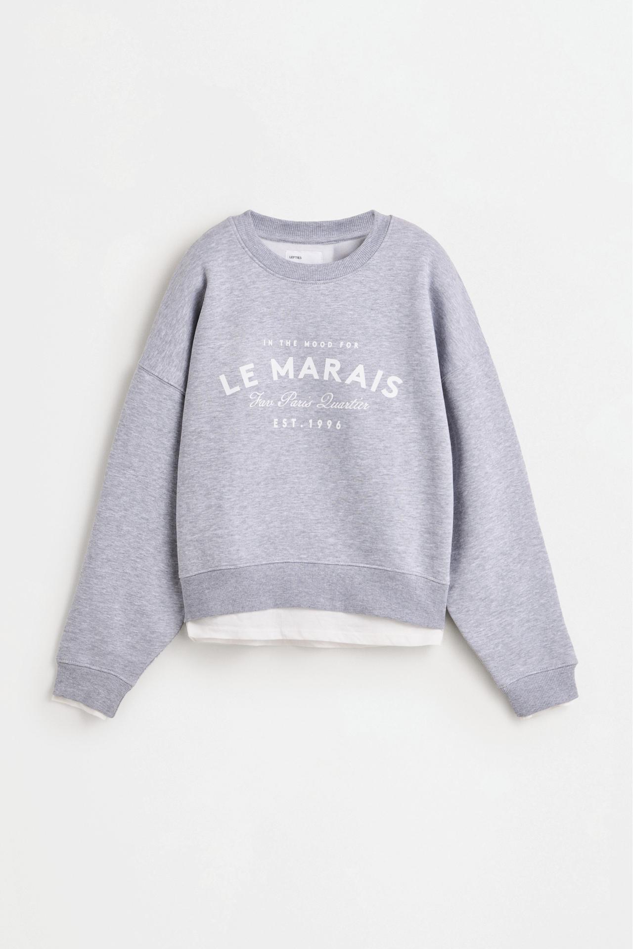 T-shirt-style sweatshirt — GREY MARL