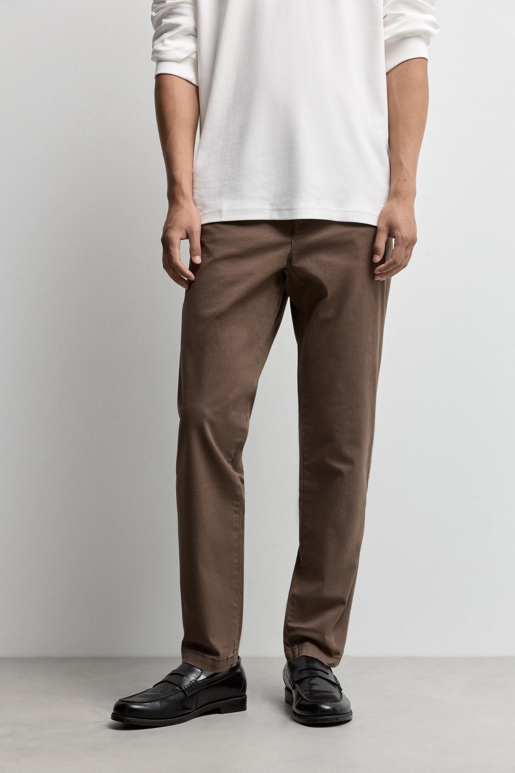 Skinny fit chino trousers — BROWN