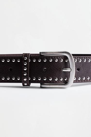 Wide stud and plaque belt — BROWN TONES 3