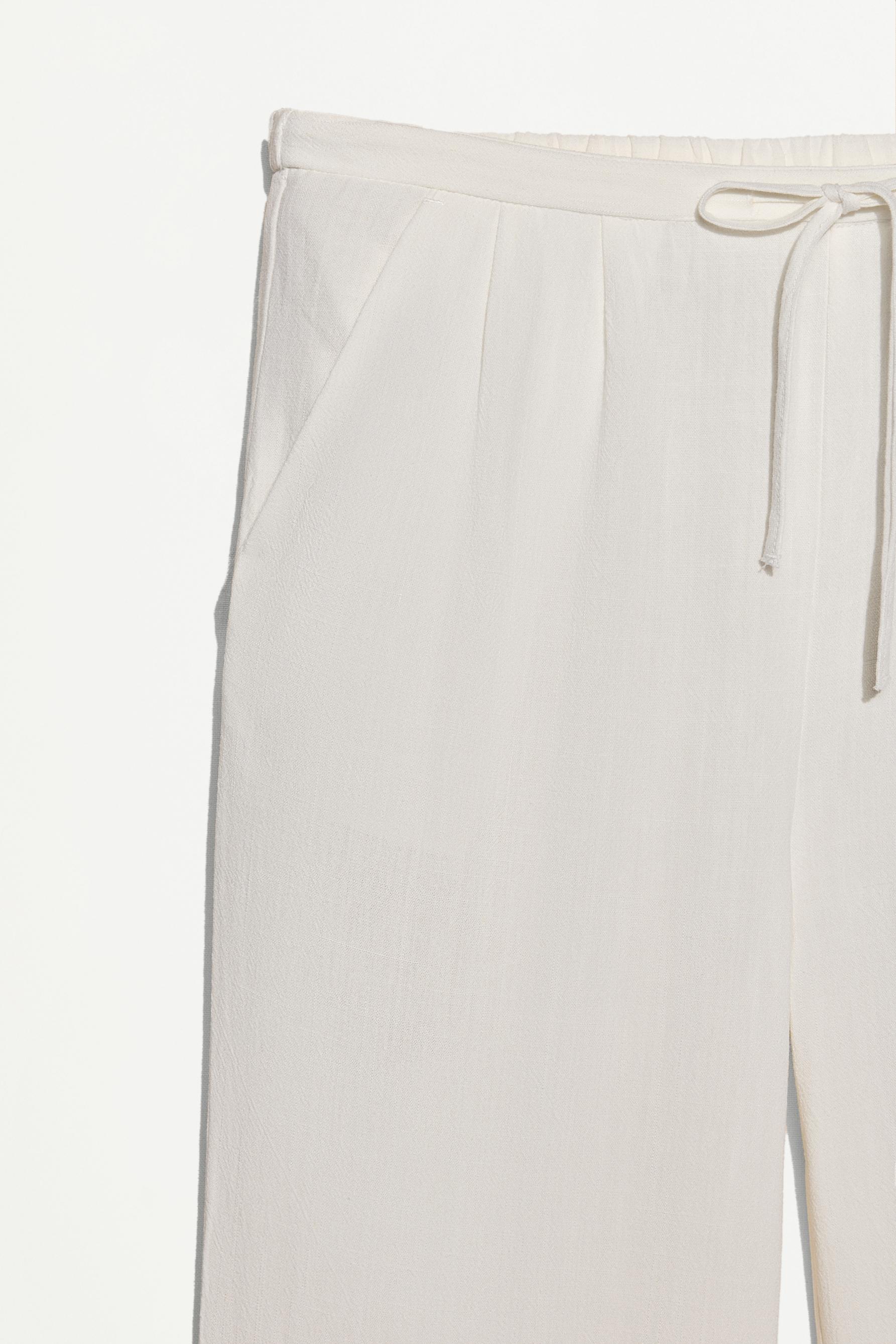 Rustic wide-leg trousers — WHITE