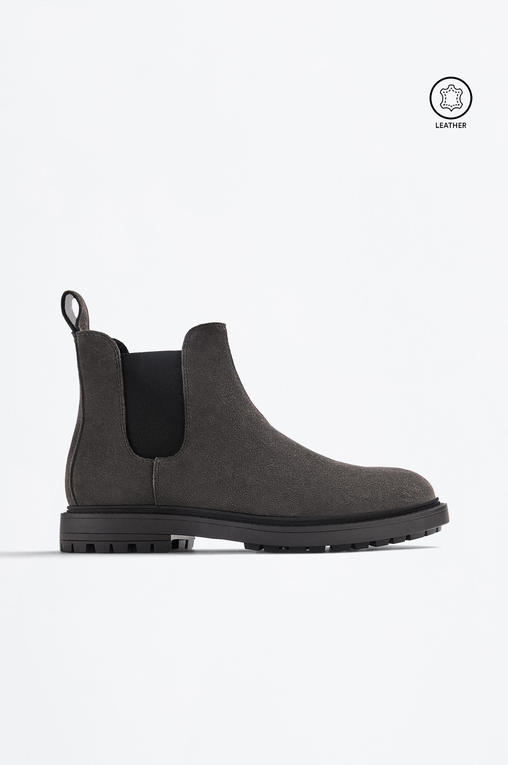 Leather Chelsea ankle boots — GREY