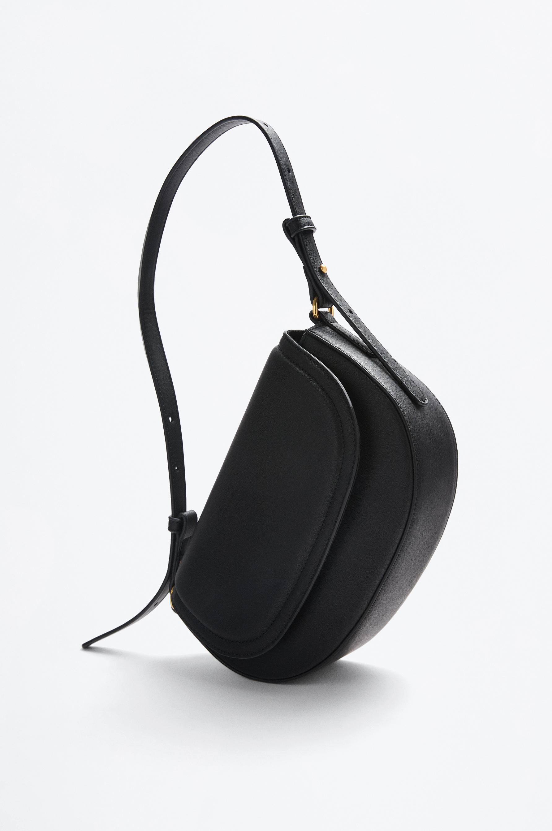 Flap crossbody bag with double handle — BLACK