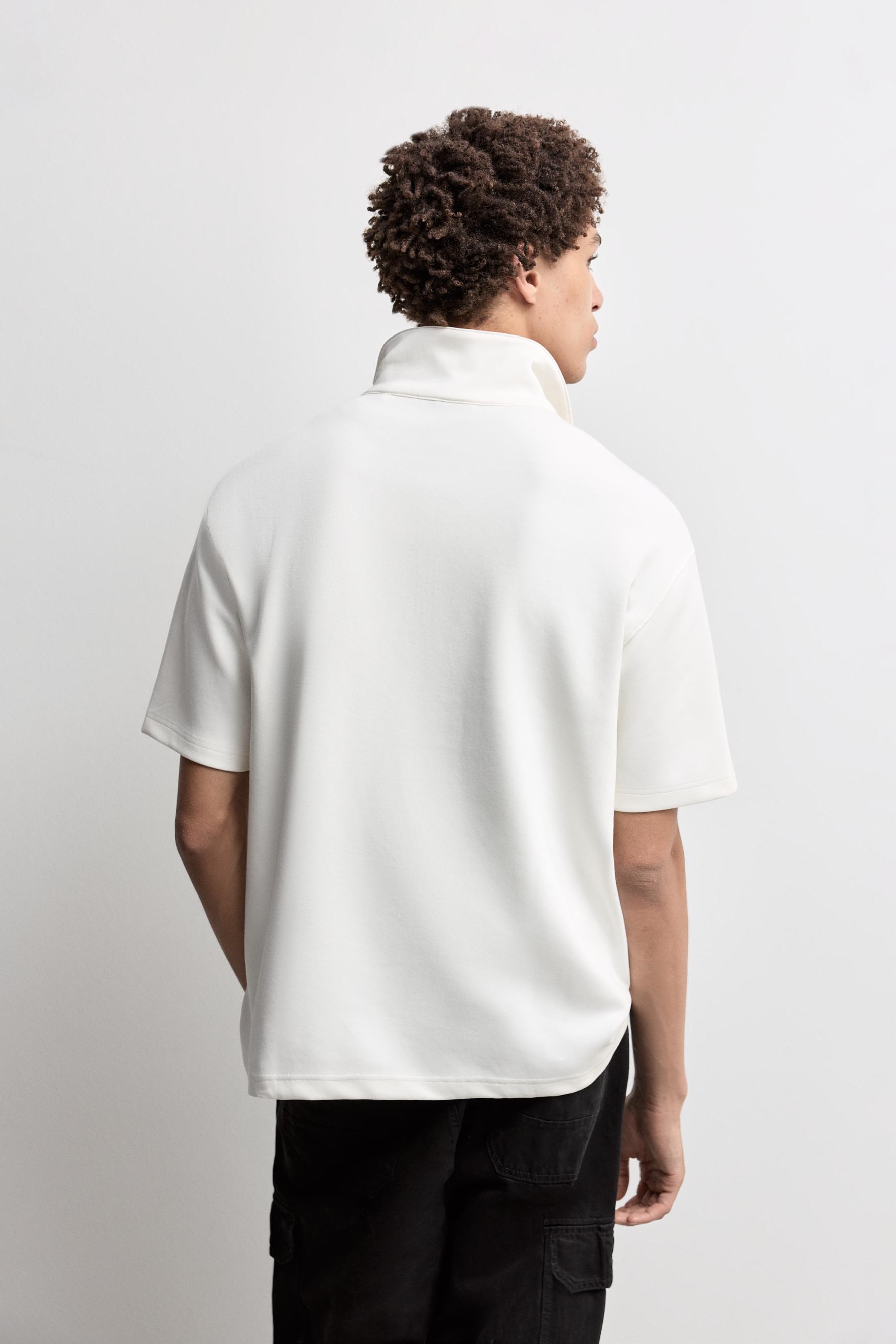 Interlock polo shirt with zip — OFF WHITE