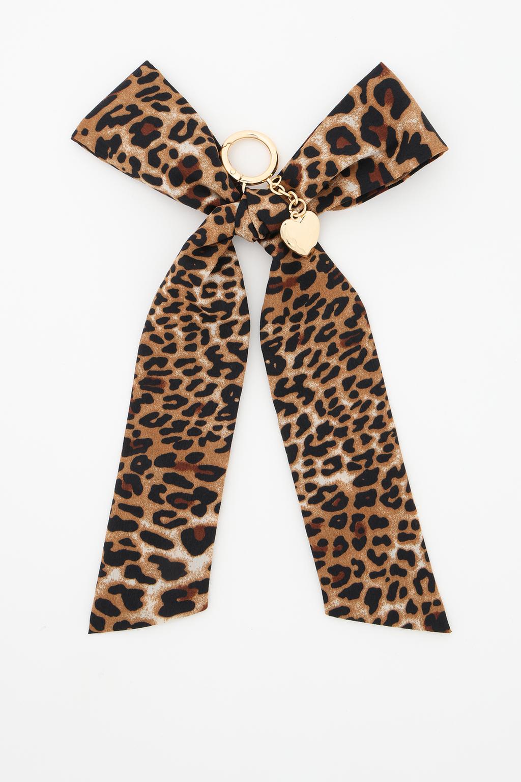 Animal print key ring with tie