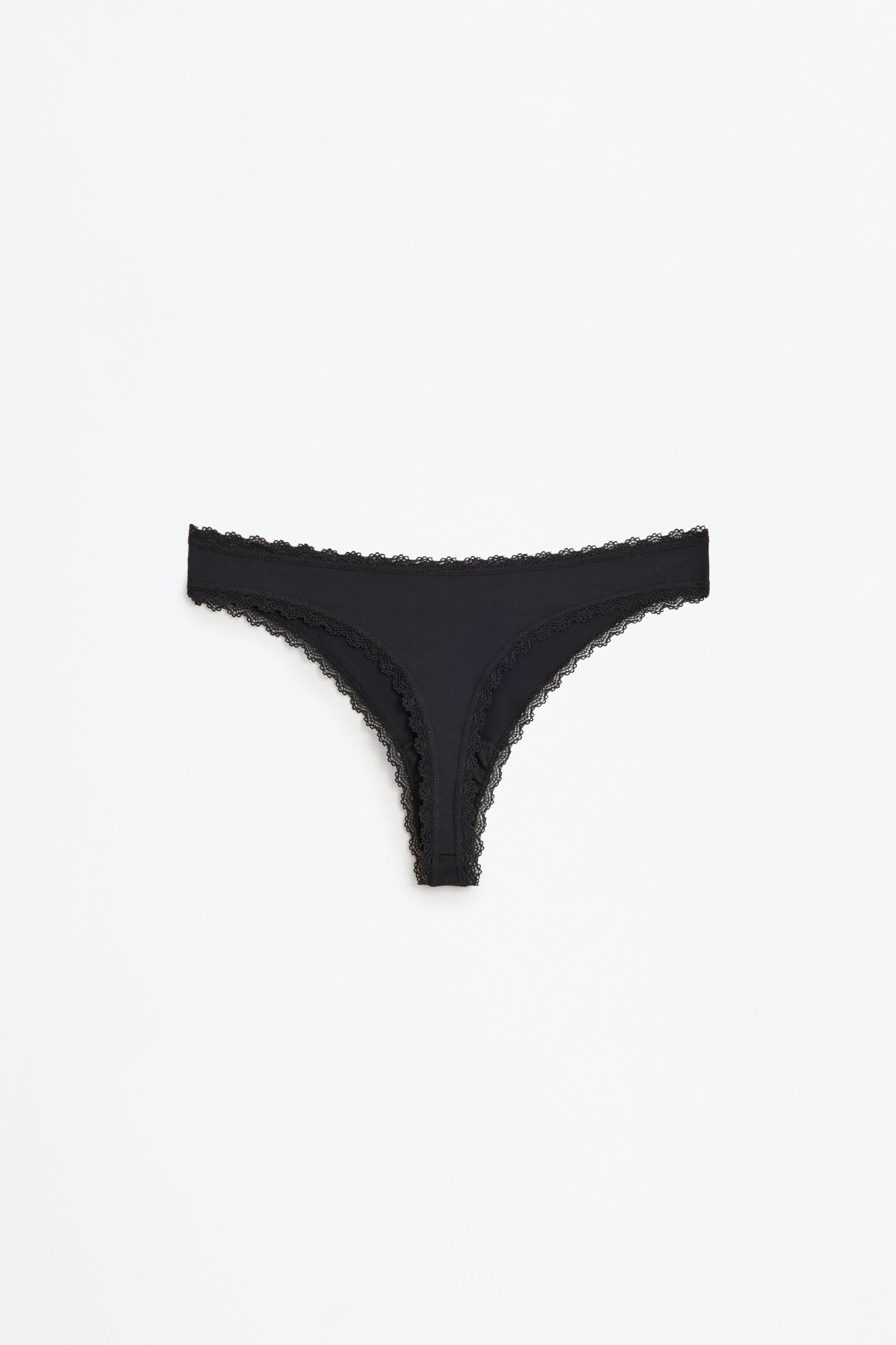 3-Pack of Brazilian briefs with lace trim — BLACK