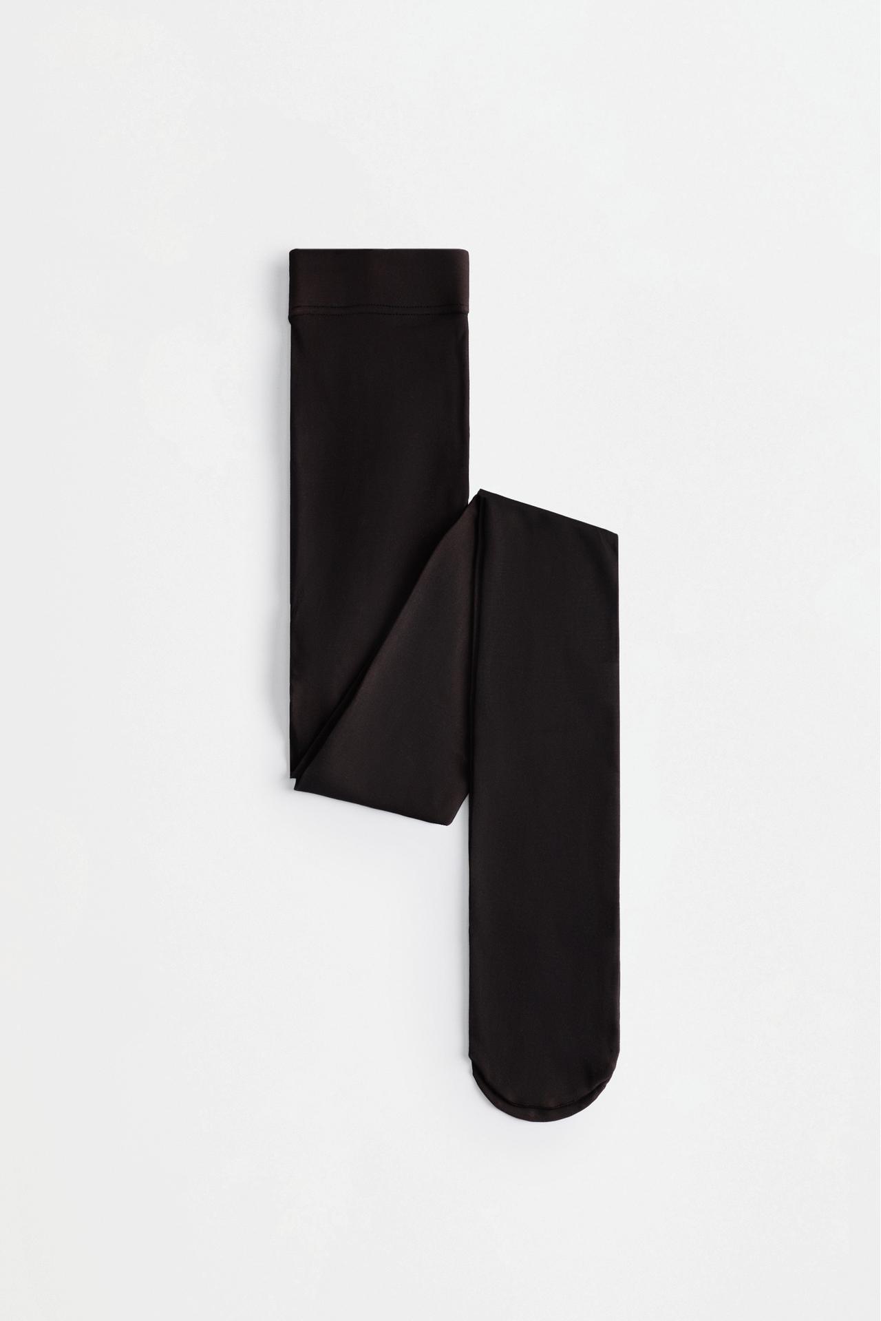 120 den leather-effect tights — BLACK