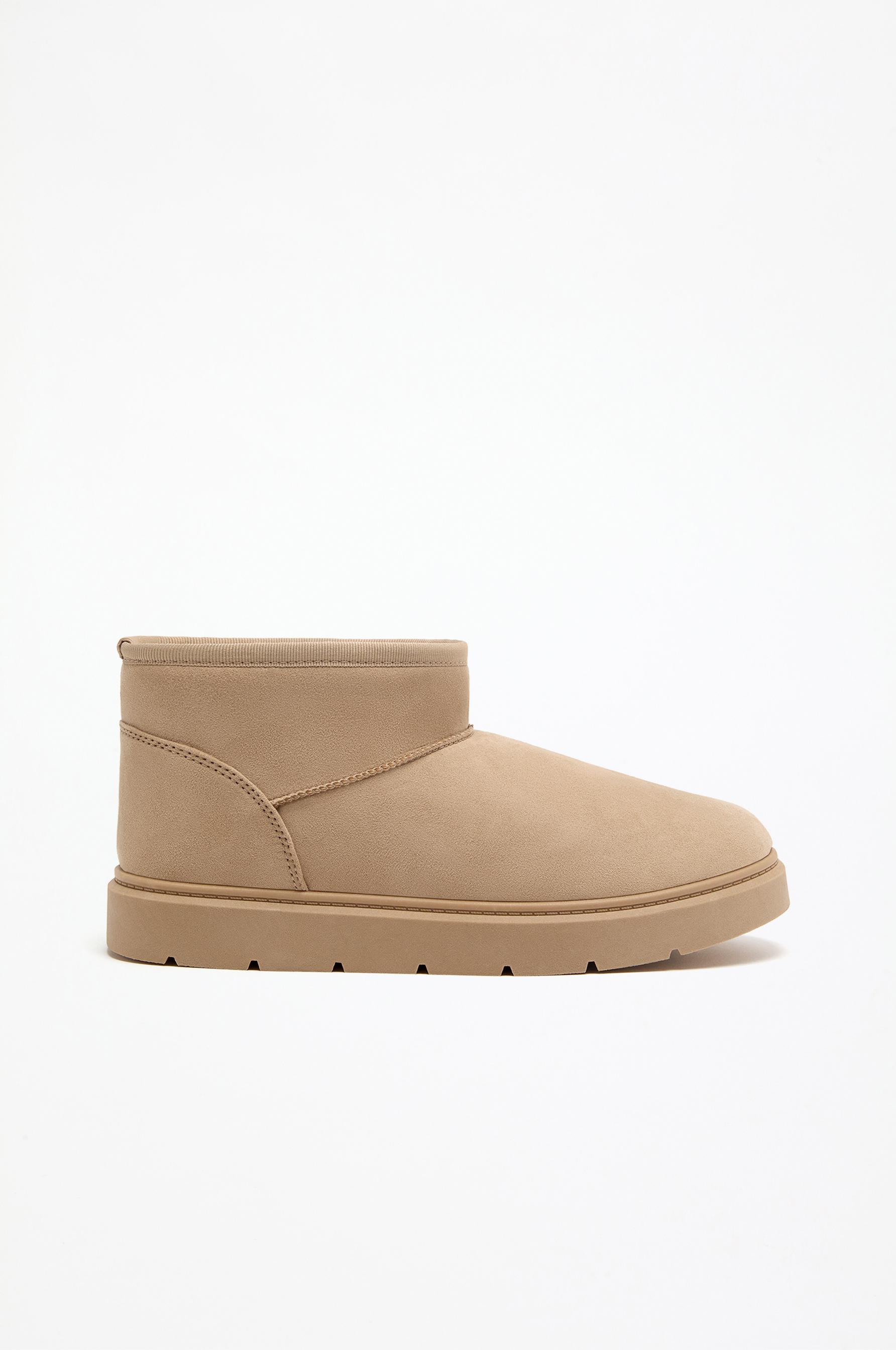 Flat mini fur ankle boots — BROWN