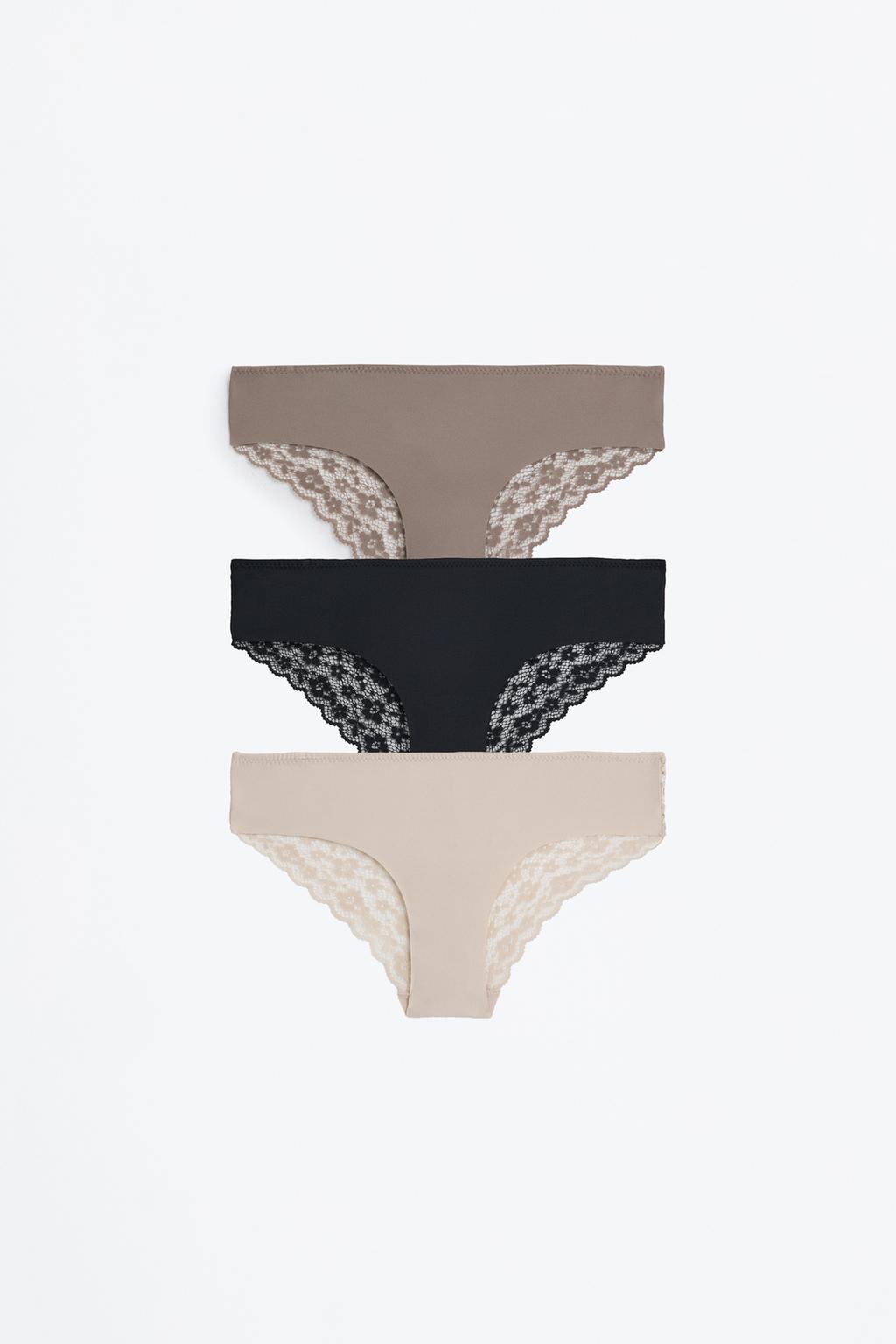 3-Pack of microfibre hipster briefs with lace trim