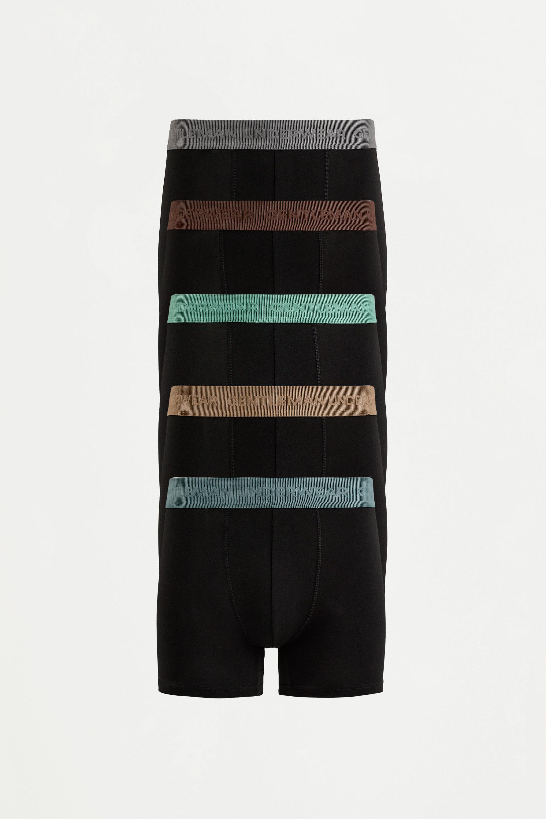 5-pack of long slogan boxers — BLACK