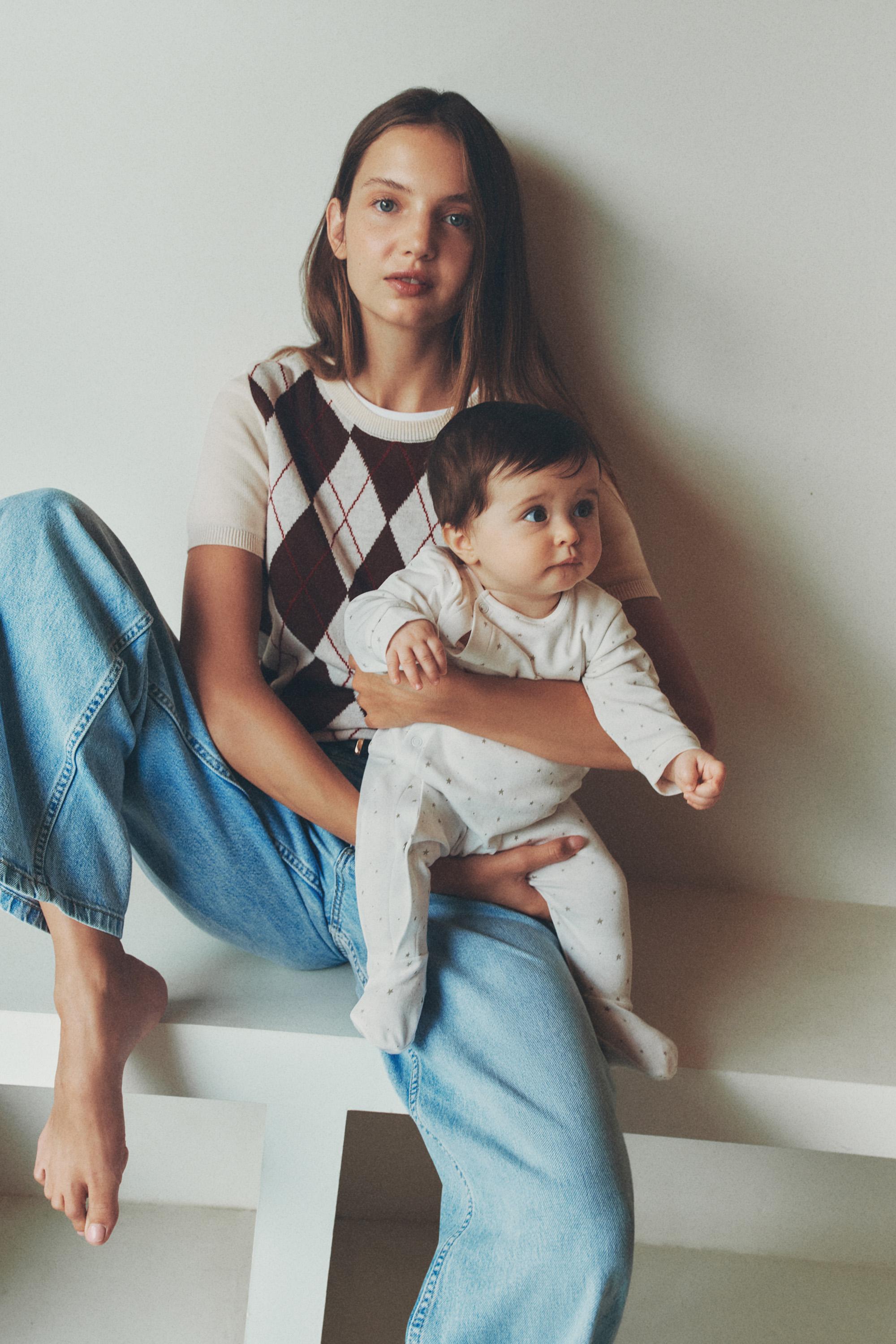 Printed interlock sleepsuit — MINK
