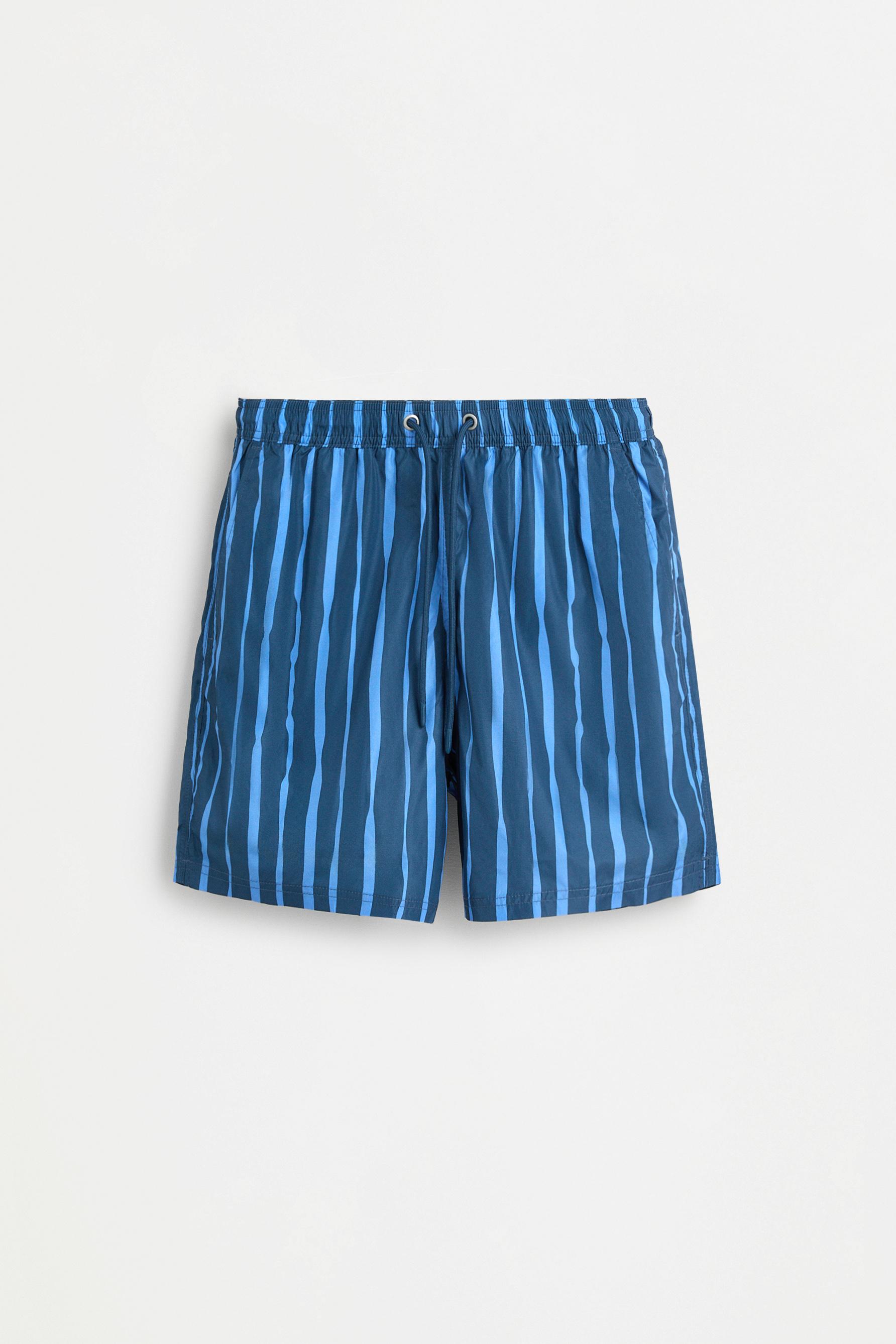 Printed regular fit swim shorts — FADED NAVY