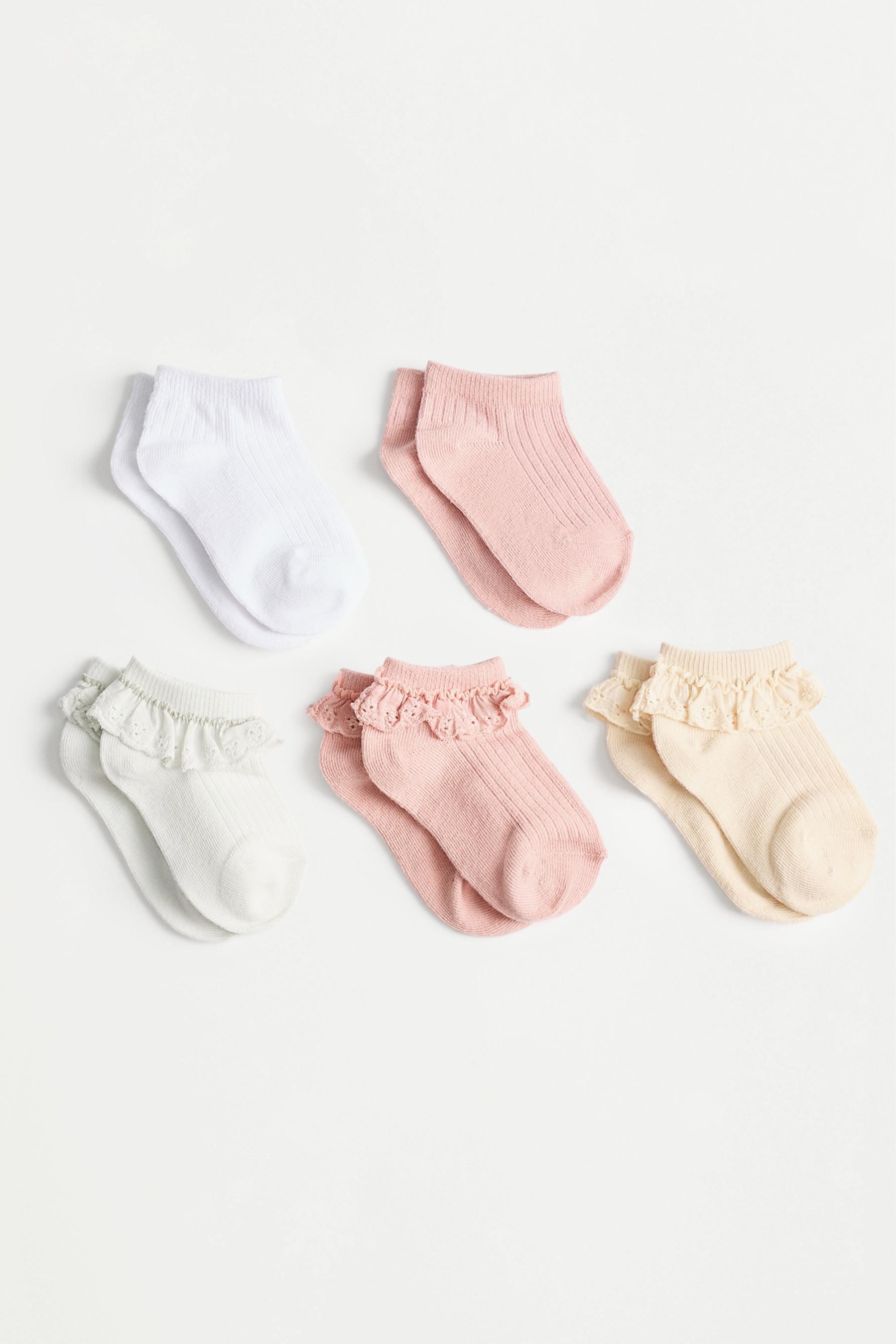 Lace Trim Ankle Socks (5-Pack) — MEDIUM PINK