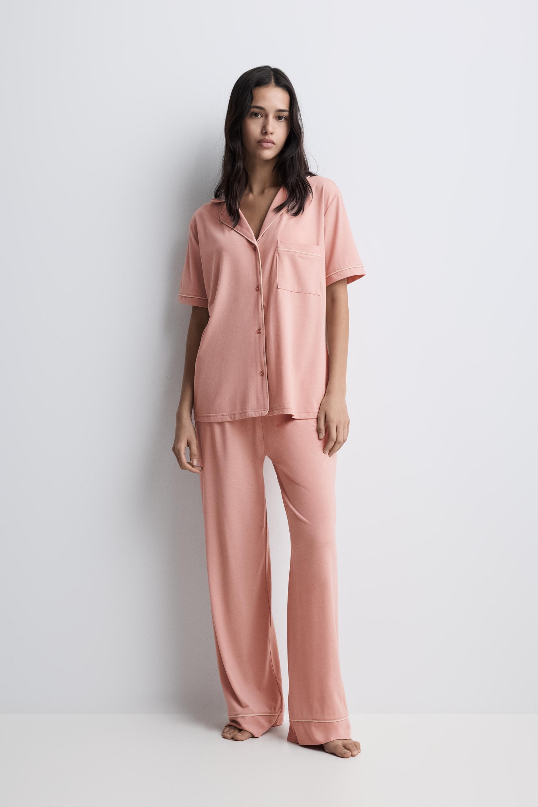 Long shirt-style pyjamas — PASTEL PINK