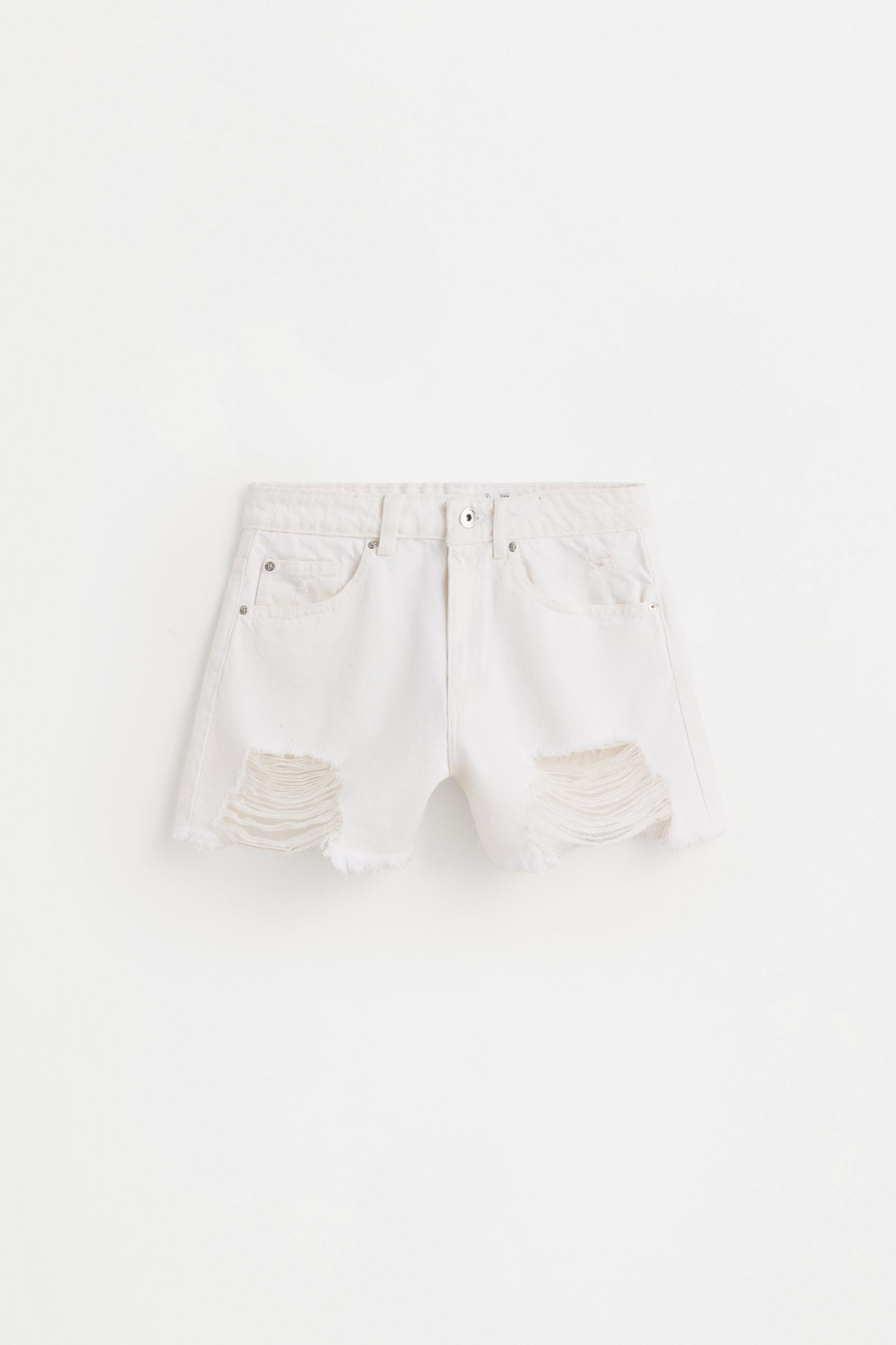 Distressed denim shorts — OFF WHITE