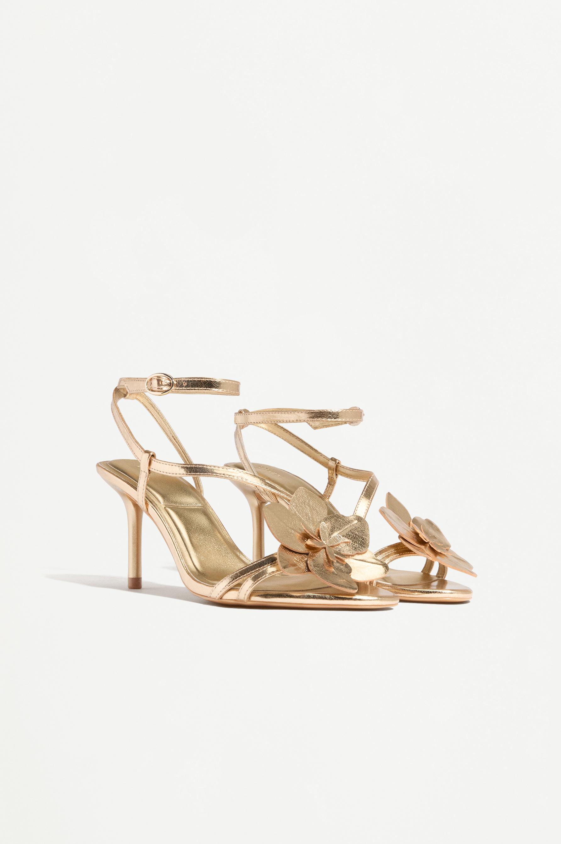 Floral heel sandals — GOLD