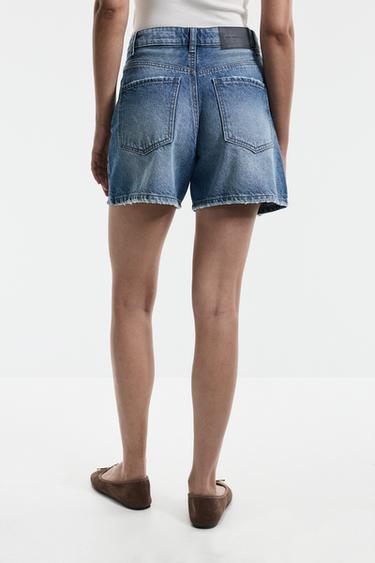 Basic mom fit denim shorts — PALE INDIGO 4