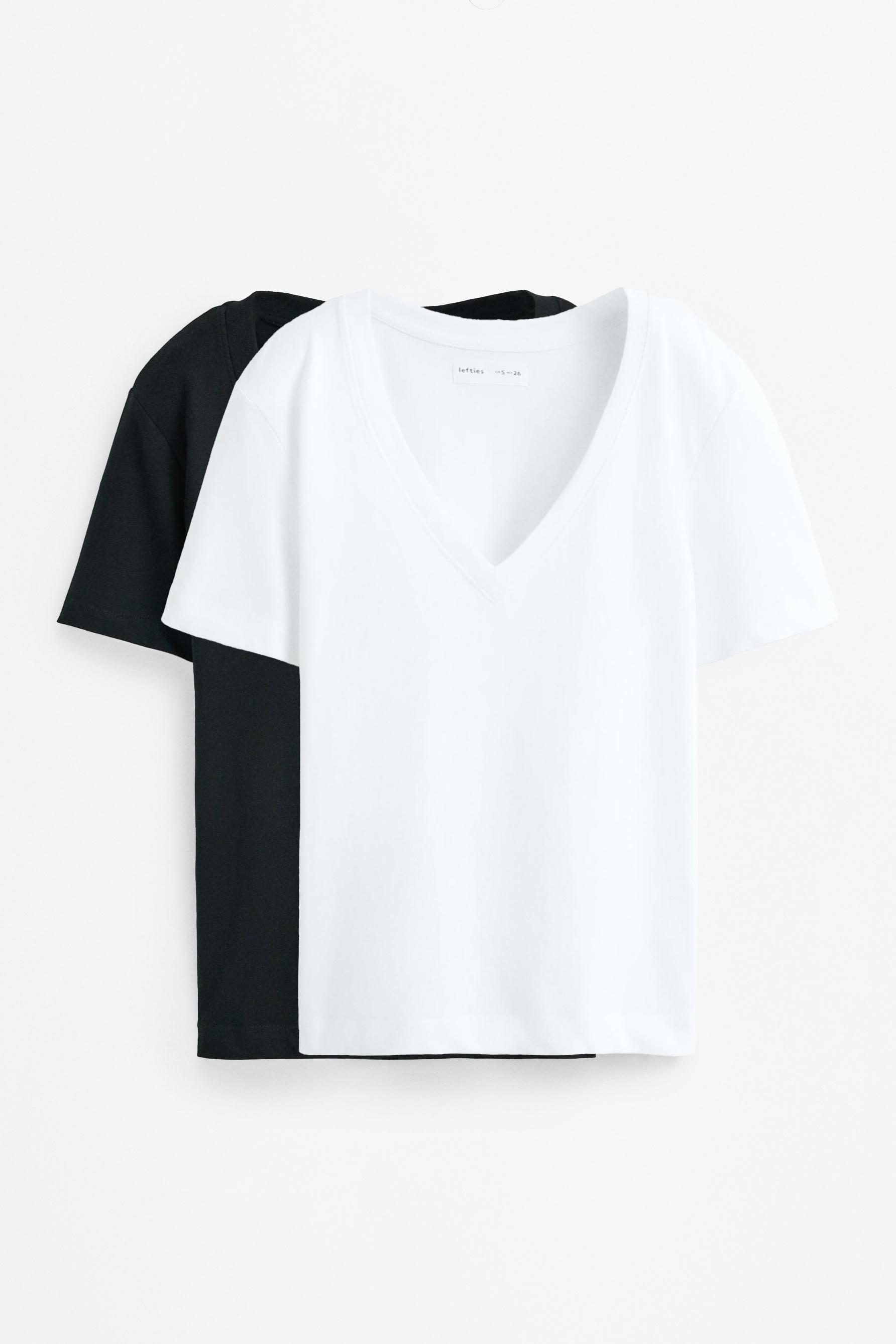 Pack of 2 basic V-neck T-shirts — BLACK