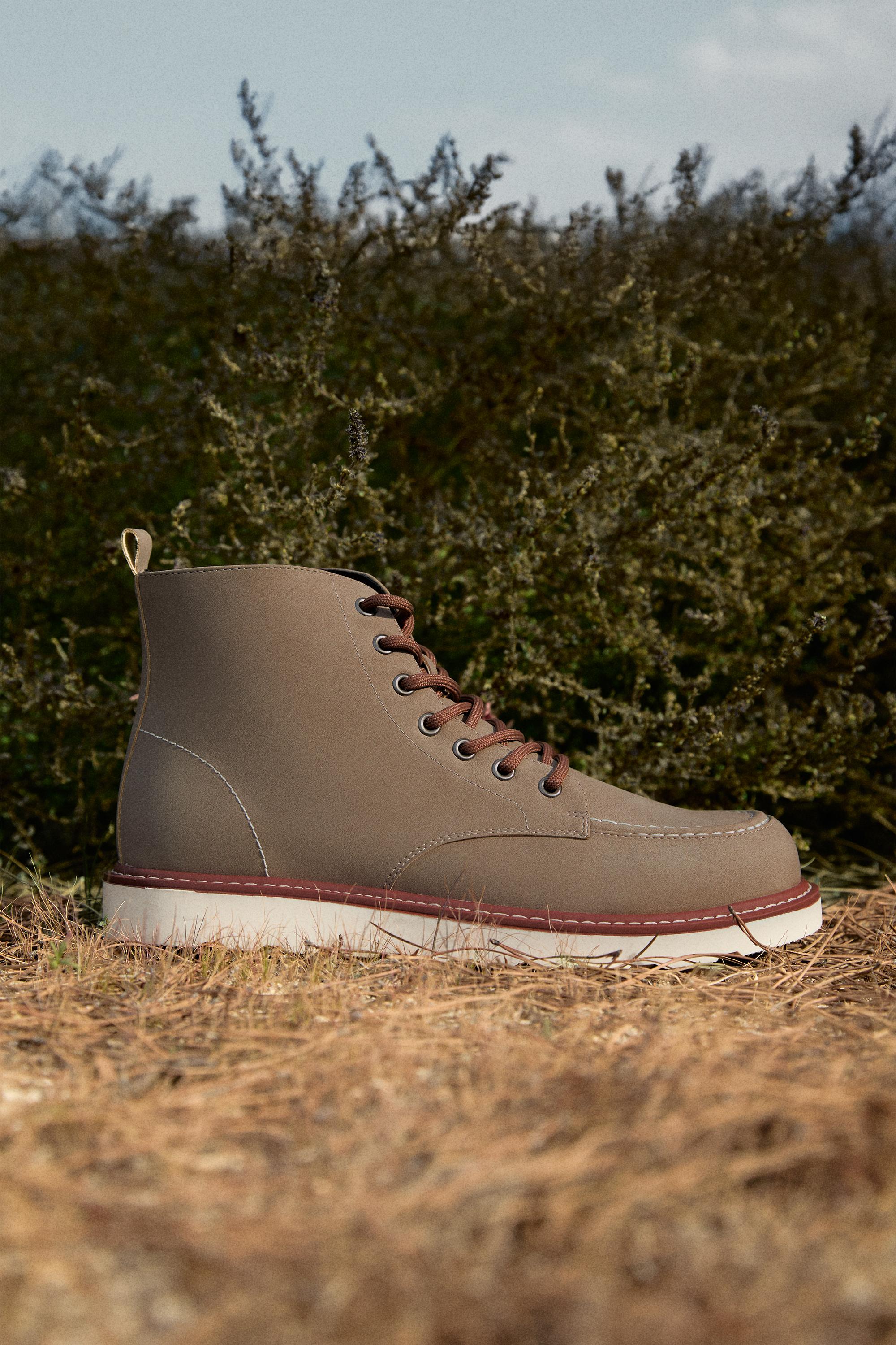 Lace-up dress boot — KHAKI