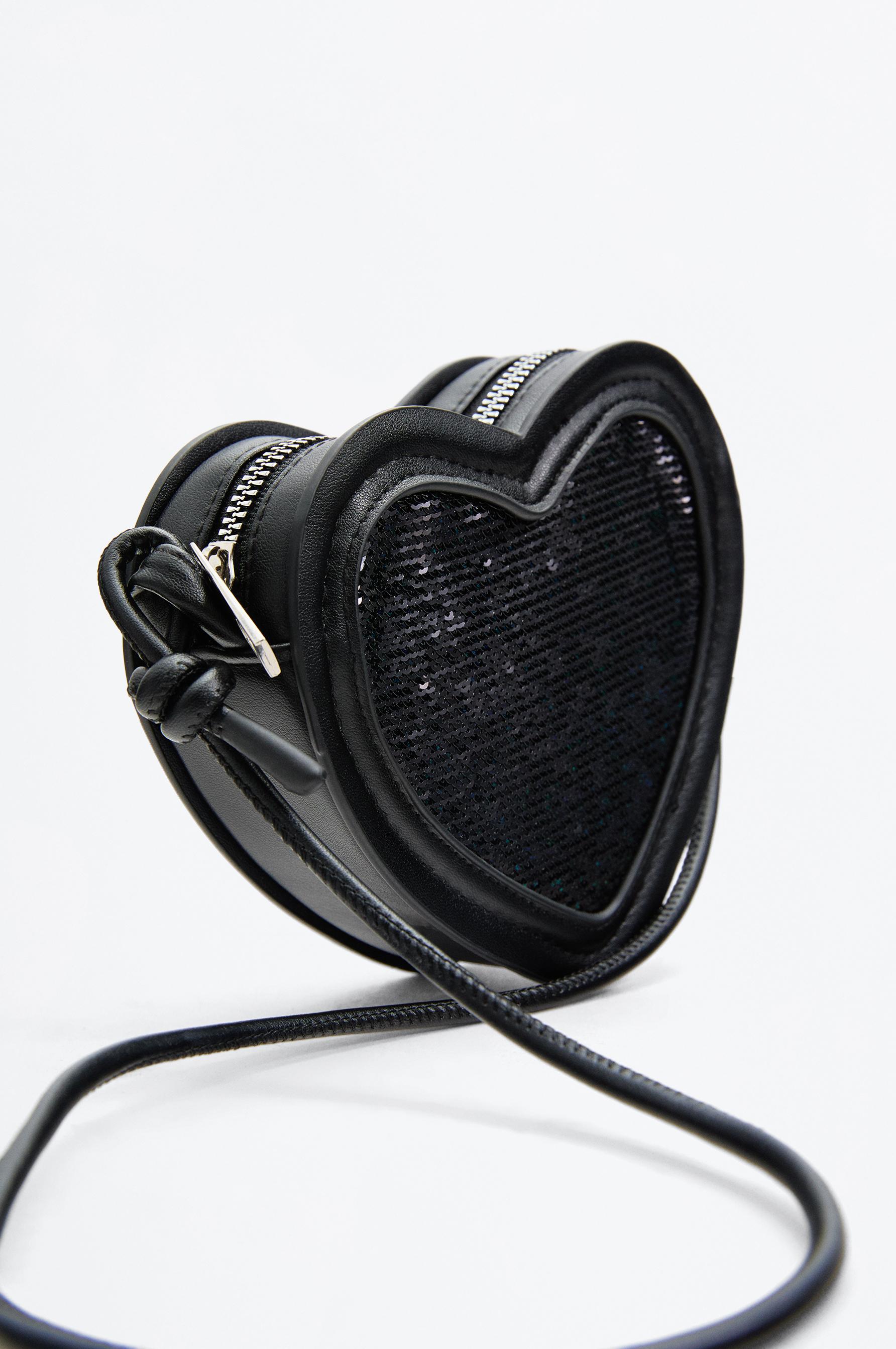 Heart sequin bag — BLACK