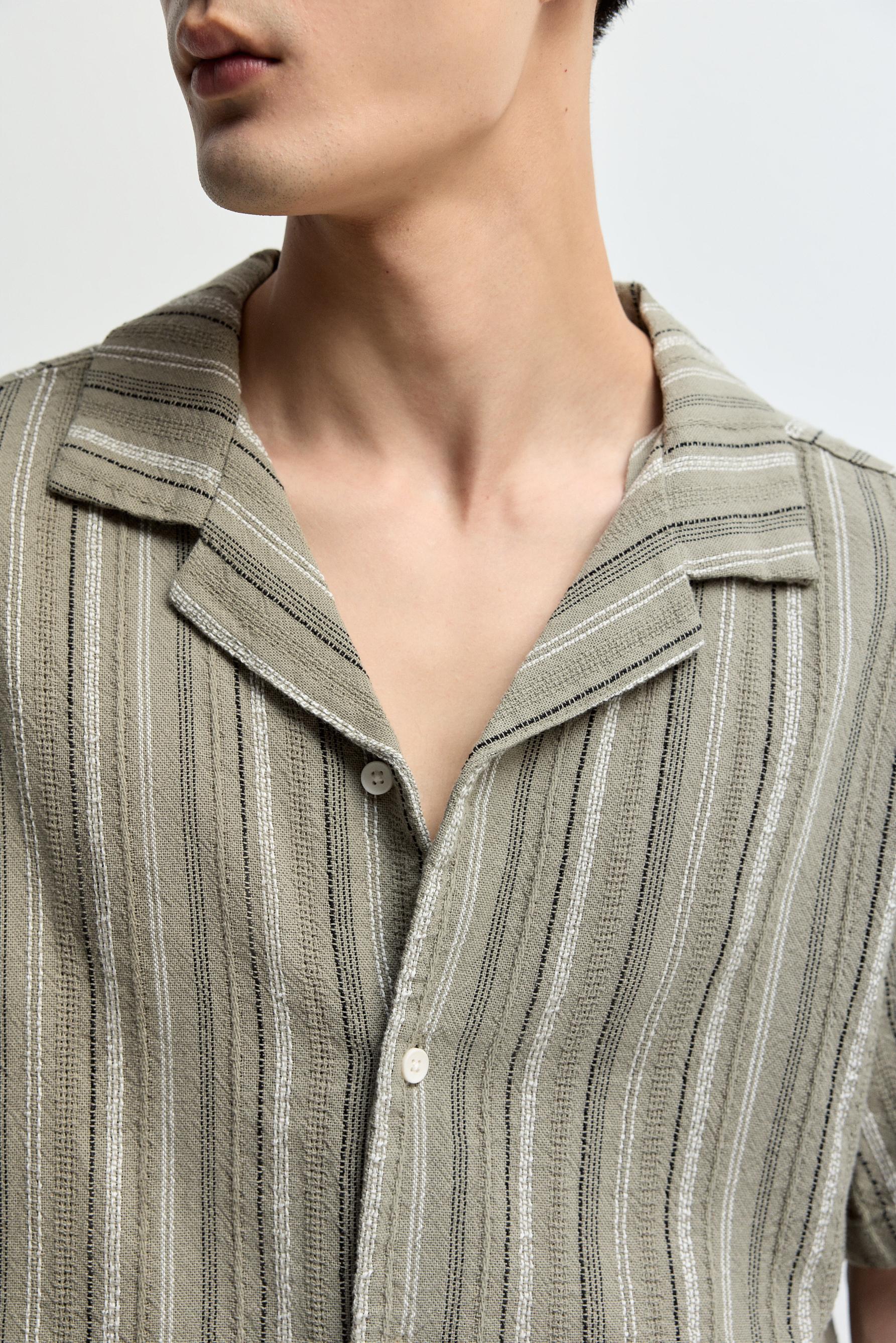 Striped rustic shirt — FADED OLIVE GREEN