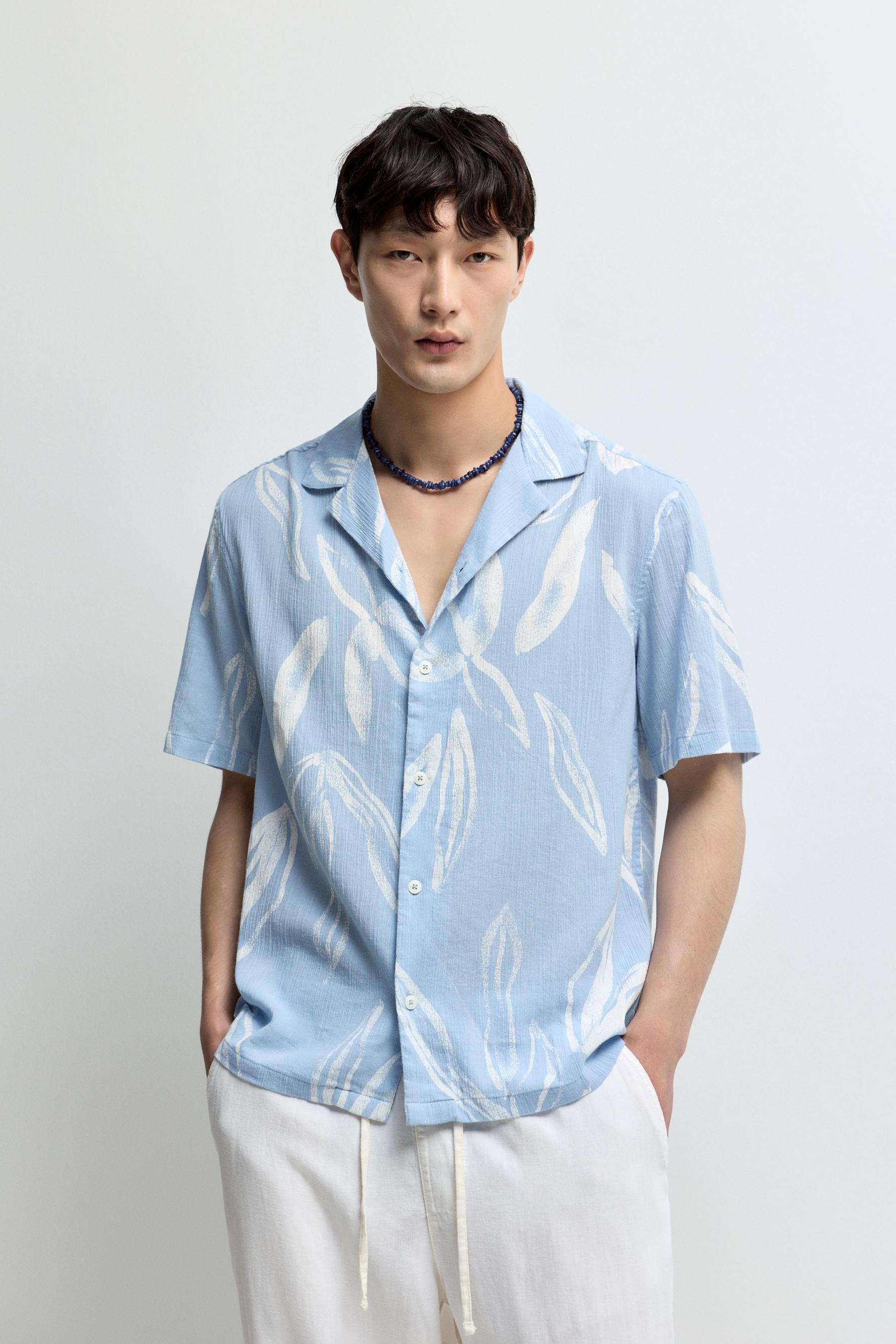 Regular fit printed shirt — SKY BLUE