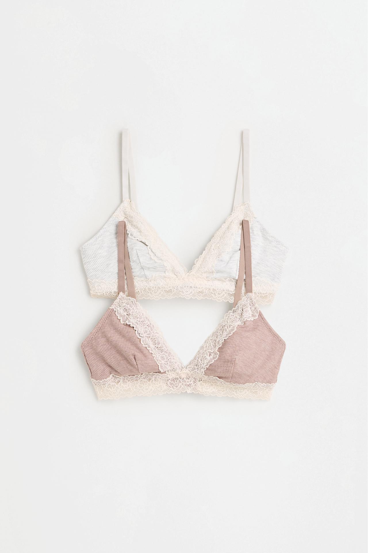Lace triangle bra (2-pack) — BROWN