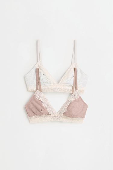 Lace triangle bra (2-pack) — BROWN 6