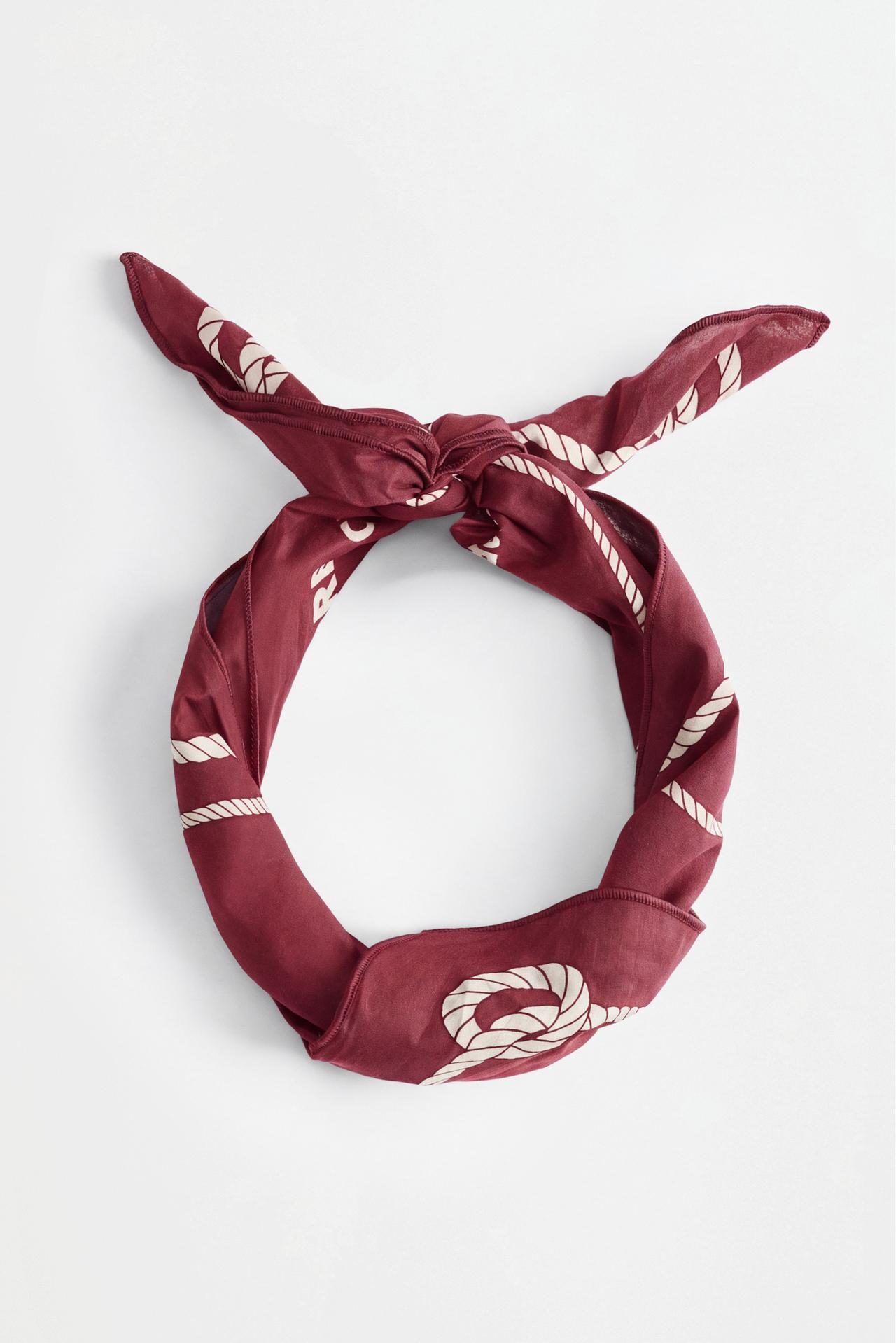 Nautical print scarf — BURGUNDY
