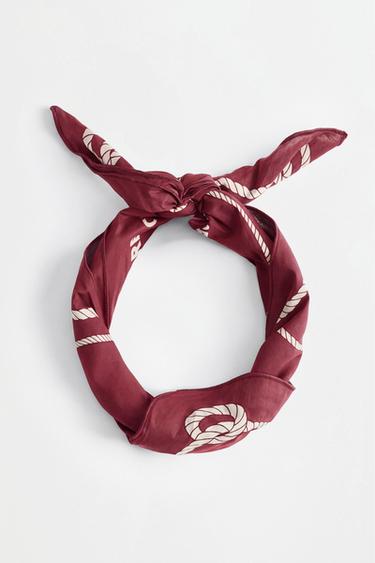 Nautical print scarf — BURGUNDY 4