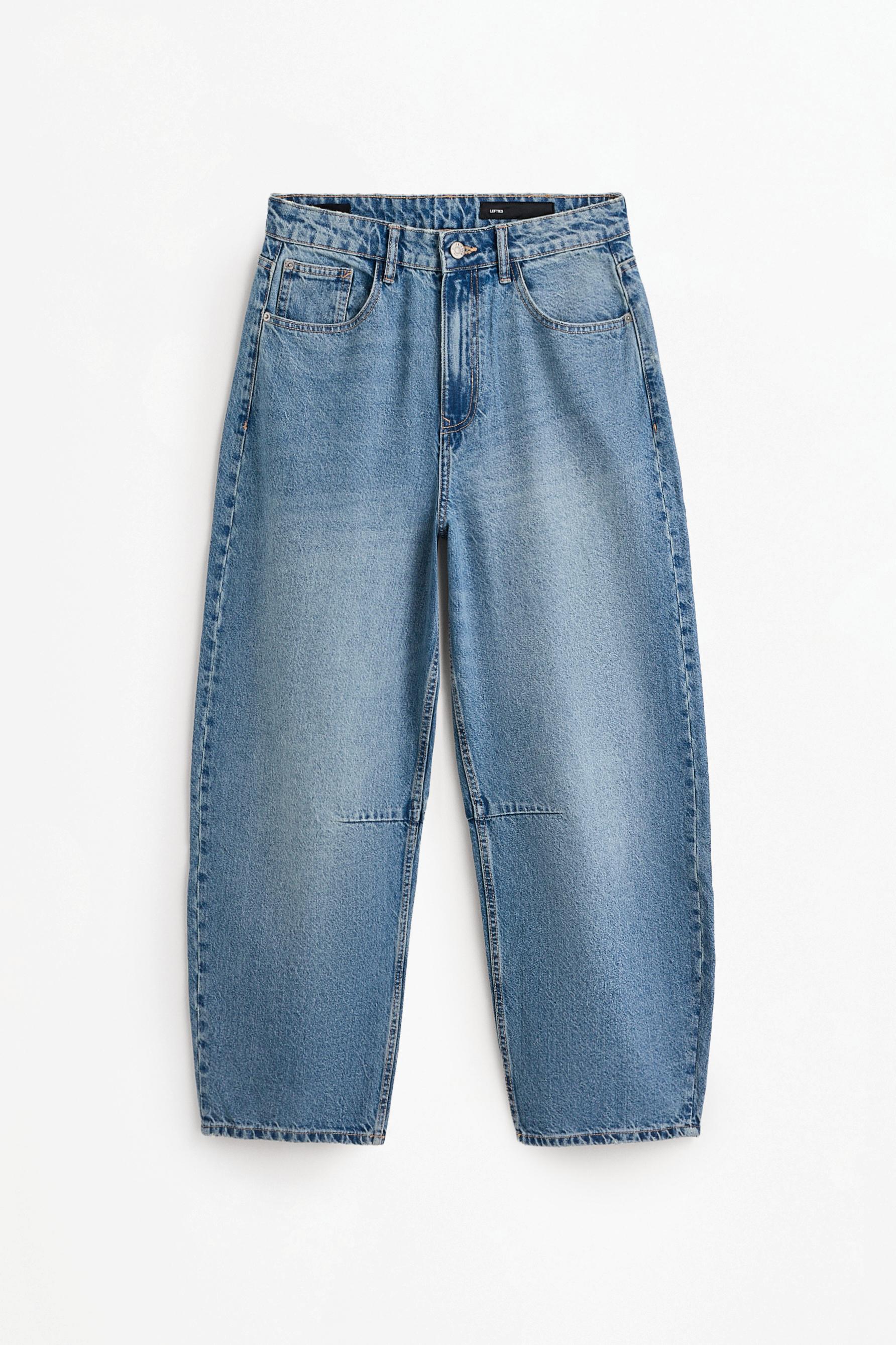 Belted barrel leg jeans — BLUE