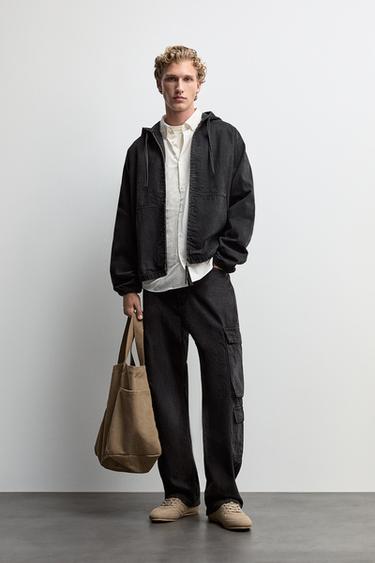 Hooded denim jacket — FADED BLACK 2
