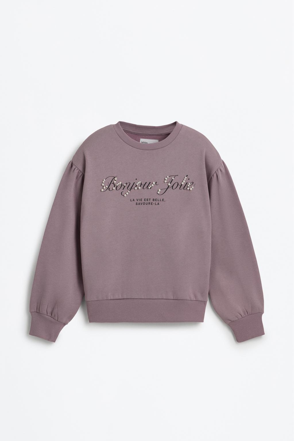 Faux pearl appliqué sweatshirt