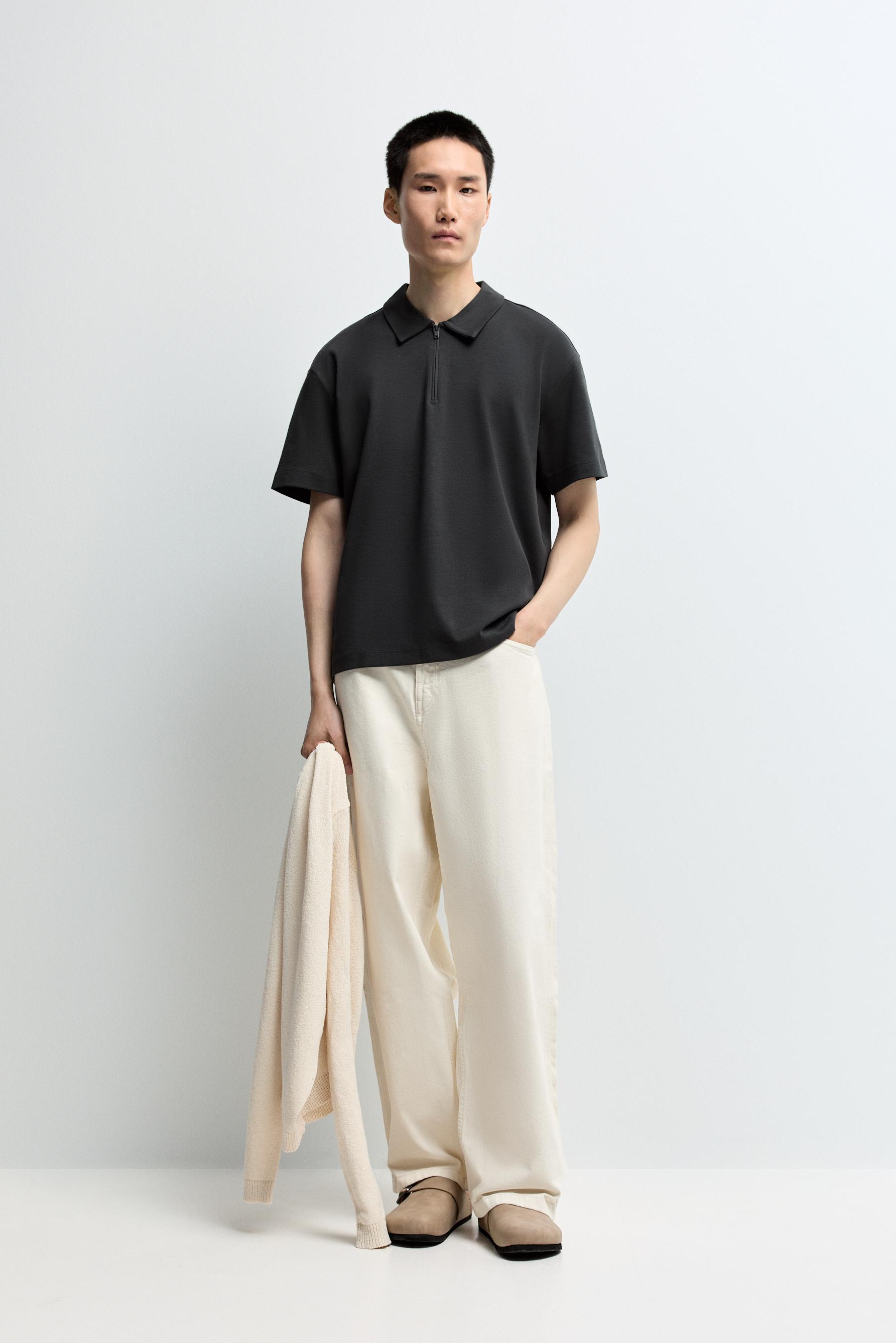Interlock zip-up polo shirt — LEAD