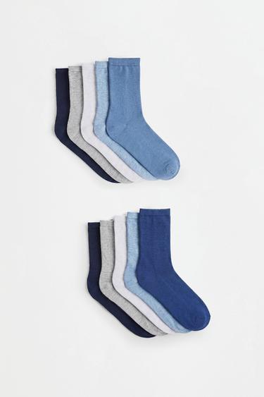 Plain long socks (10-pack) — BLUE/WHITE 5