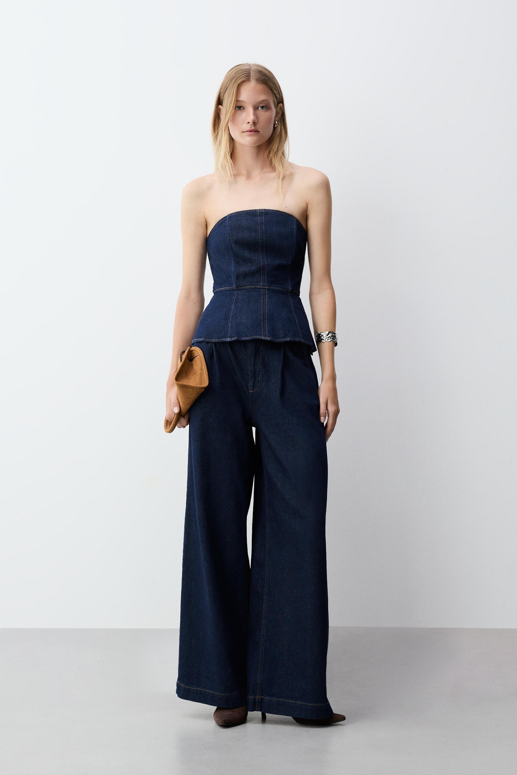 Jeans wide leg pliegues