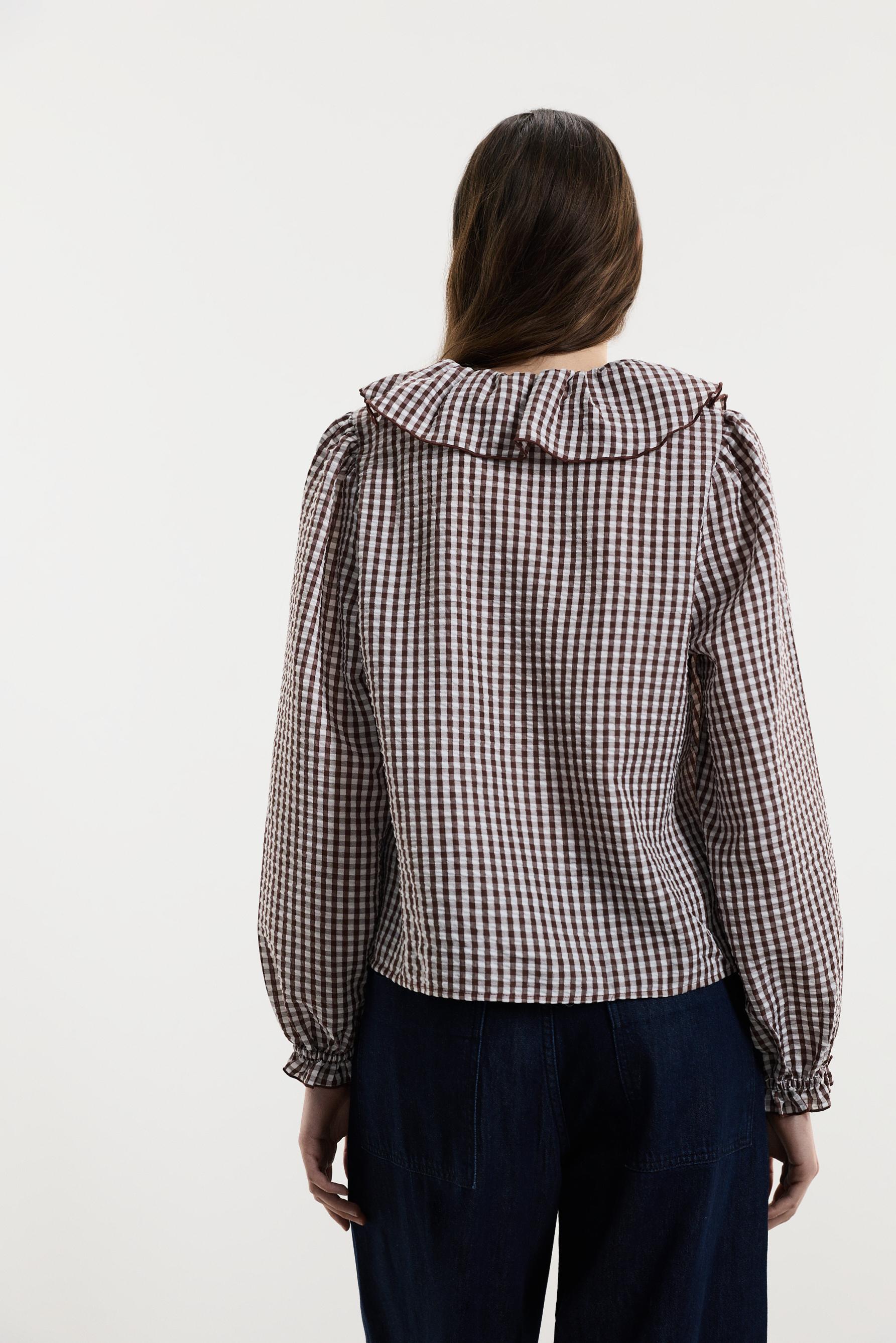 Gingham blouse — BROWN/WHITE