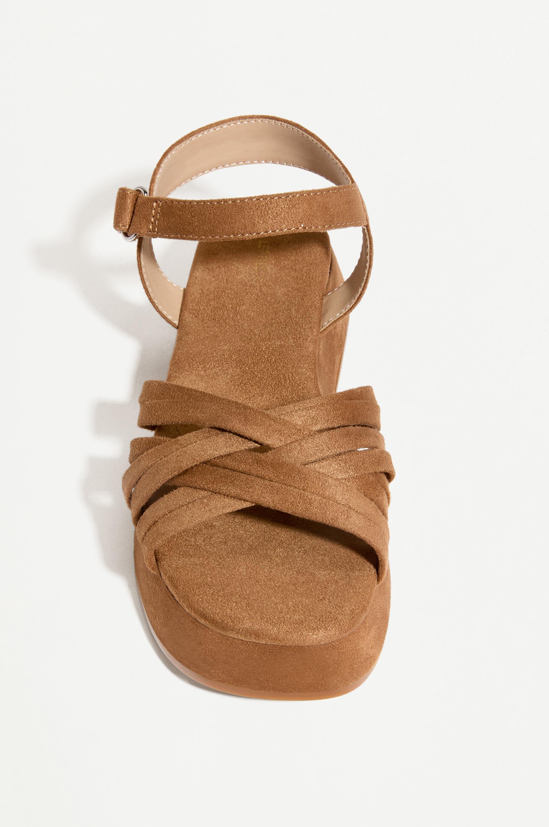 FAUX SUEDE PLATFORM SANDAL — LEATHER