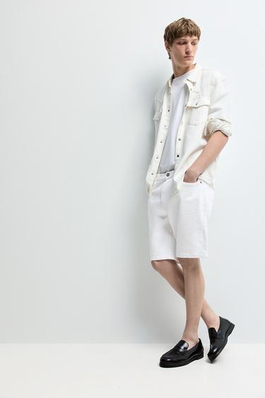Slim denim Bermuda shorts — WHITE 5