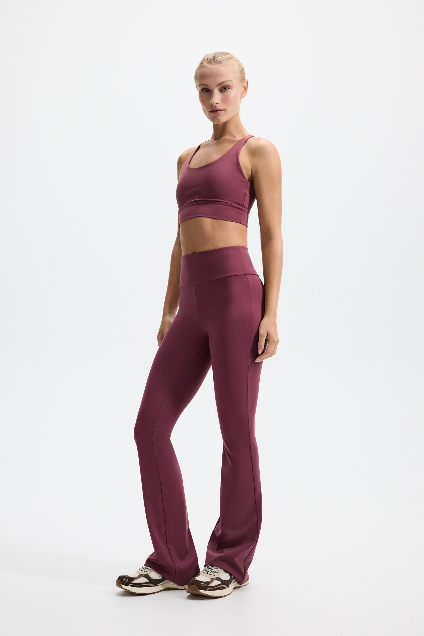 Basic bell bottom sports leggings — DARK PINK