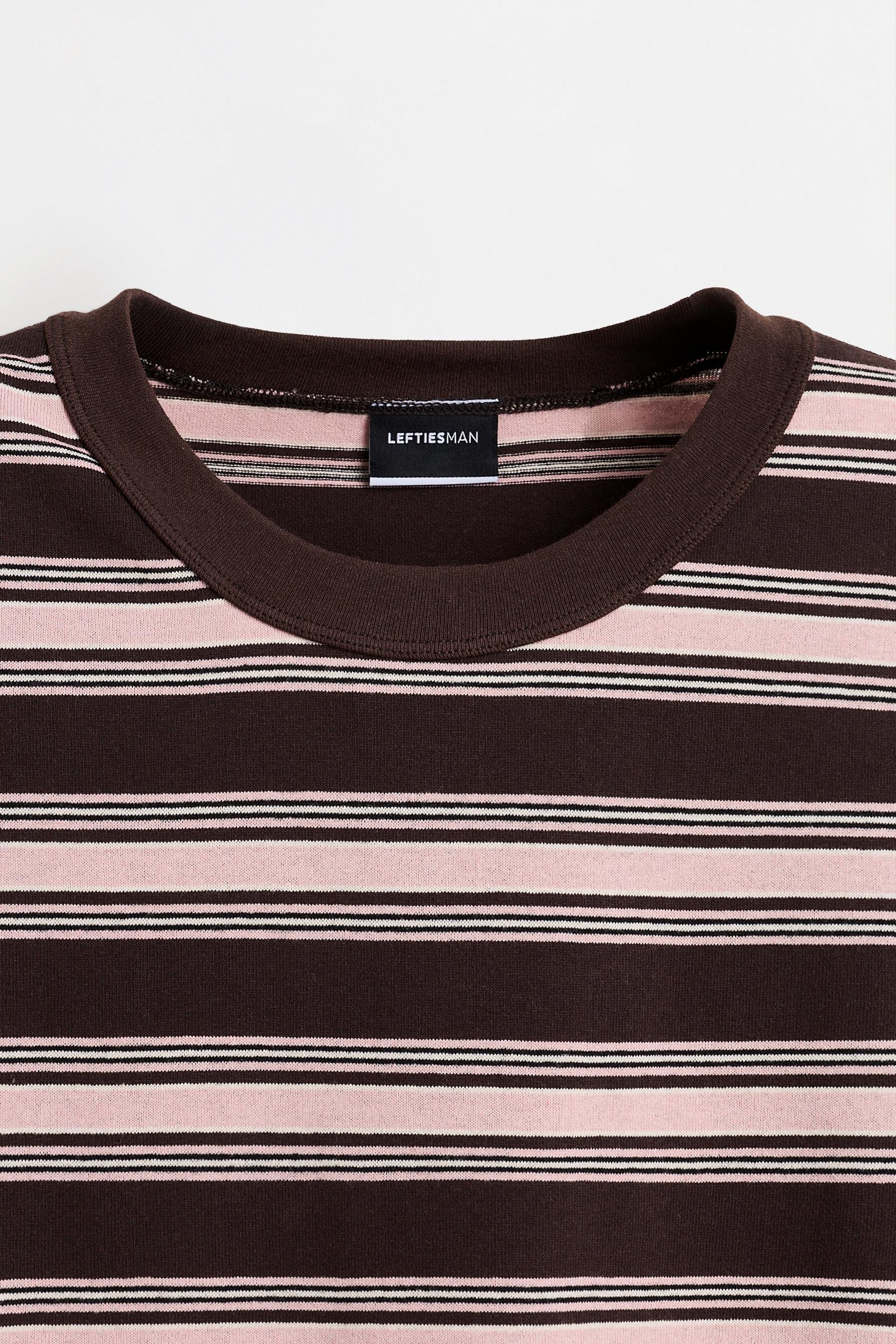 Textured striped T-shirt — BROWN