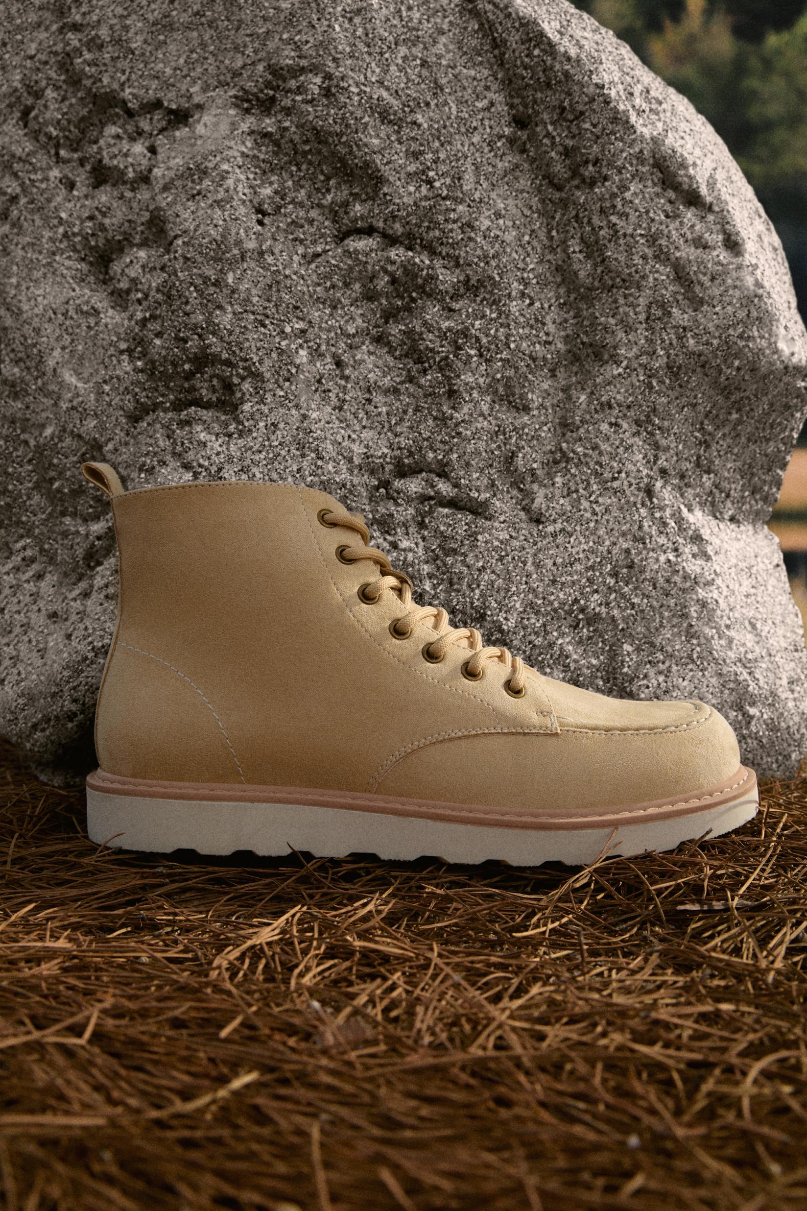 Lace-up boot — BEIGE