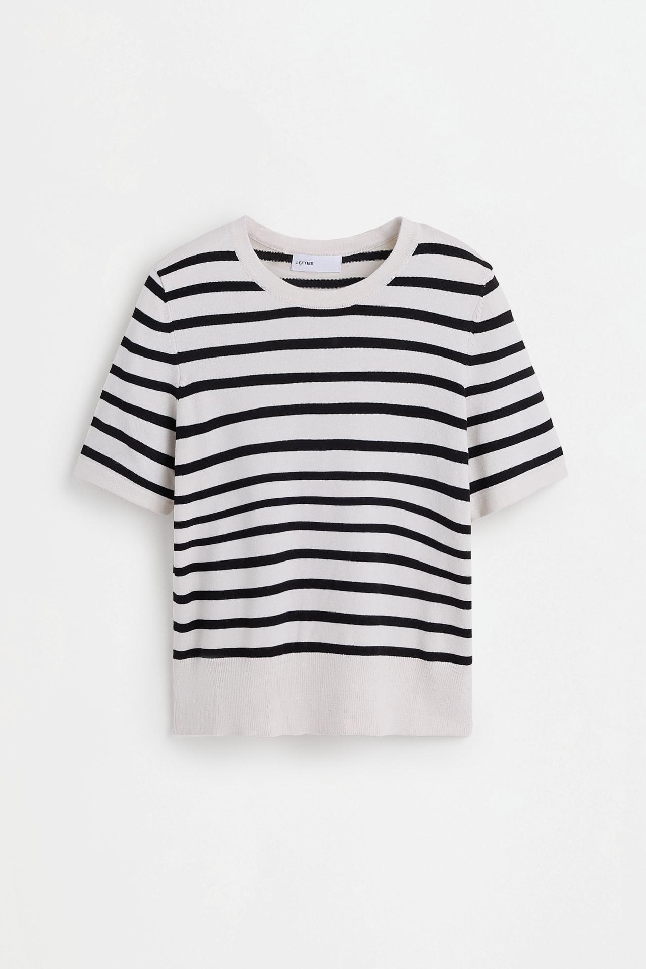 Basic short sleeve sweater — WHITE/BLACK