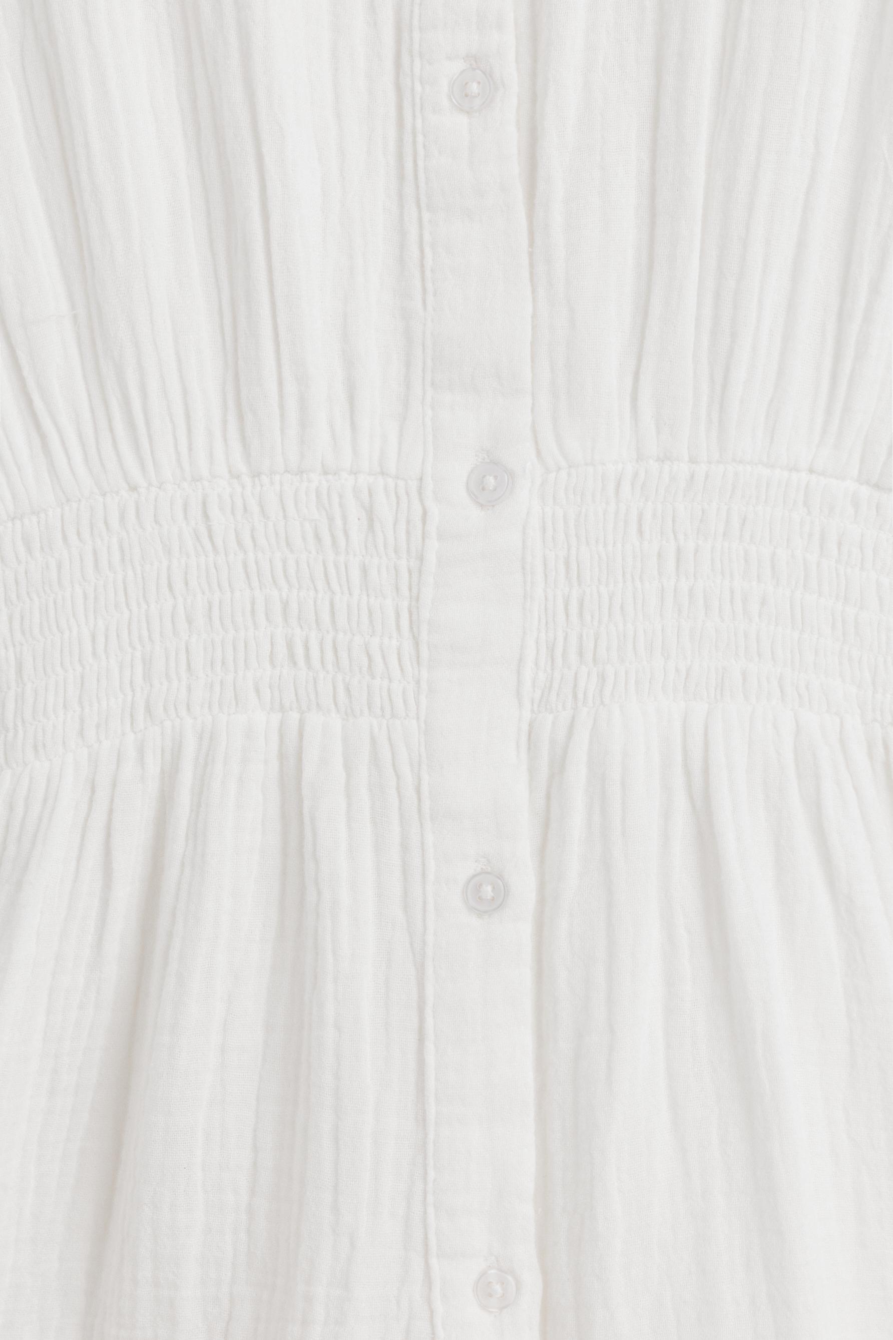 Elastic waist shirt dress — OFF WHITE