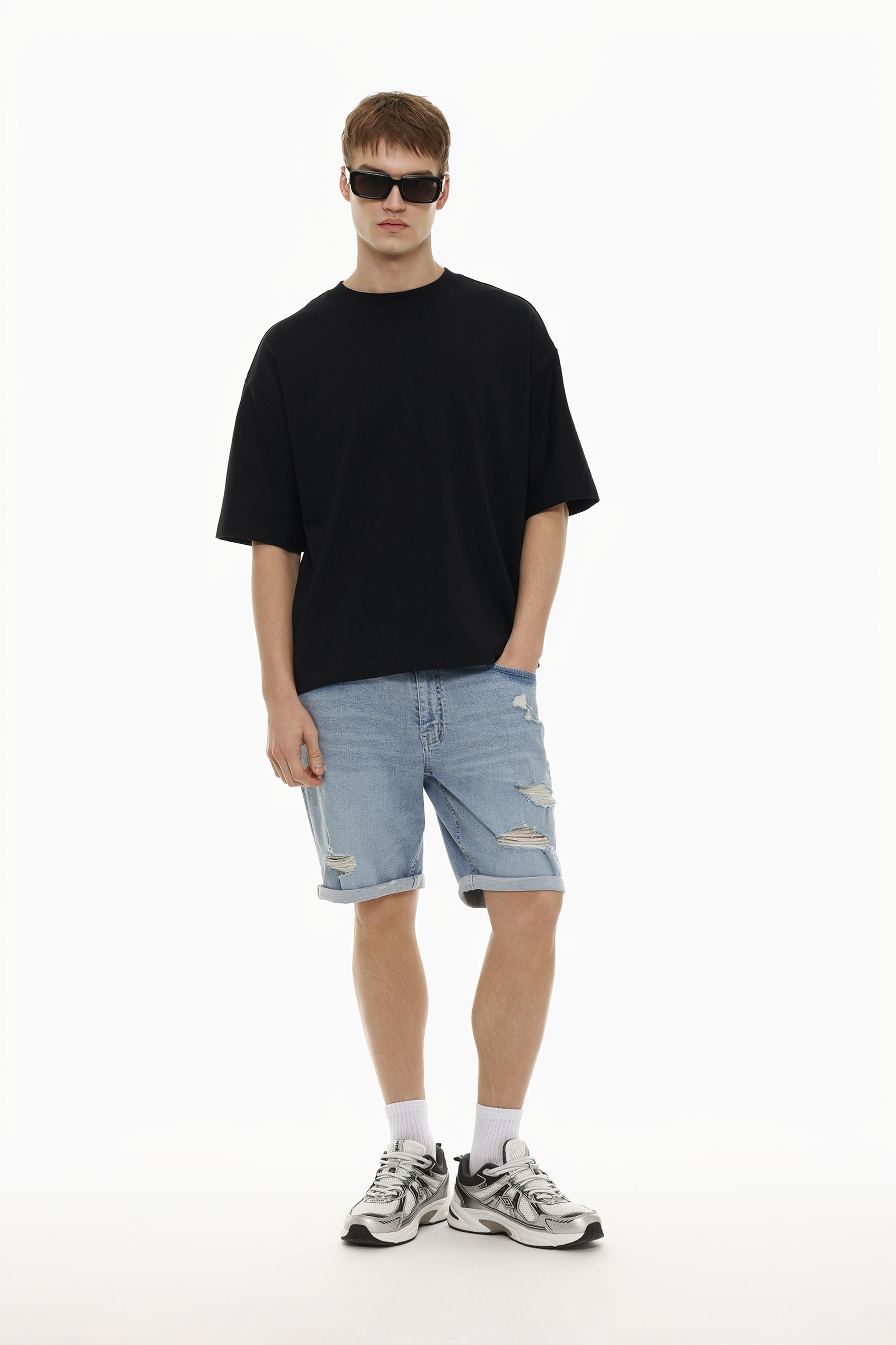 Bermuda denim skinny rotos