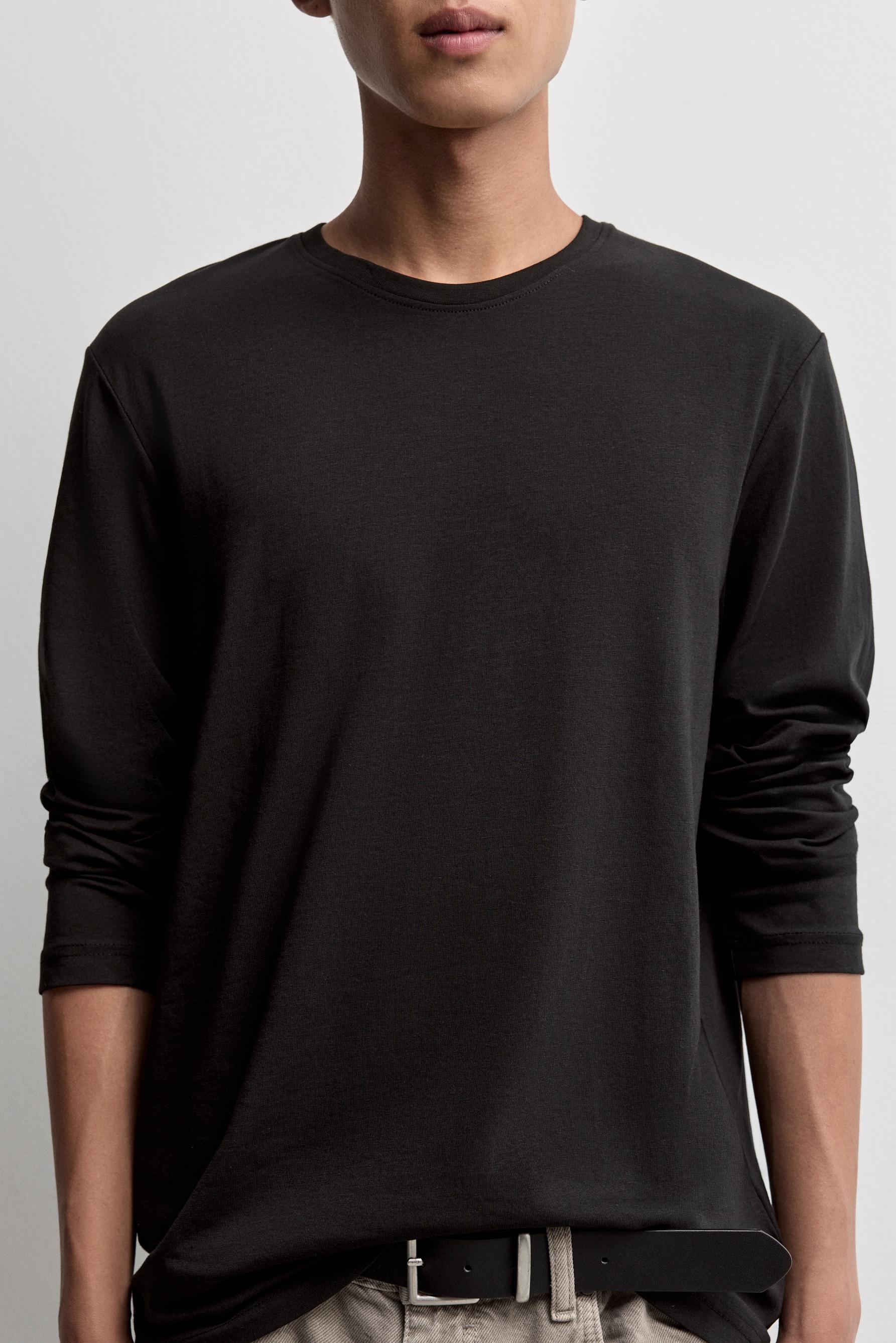 Basic long sleeve T-shirt — BLACK
