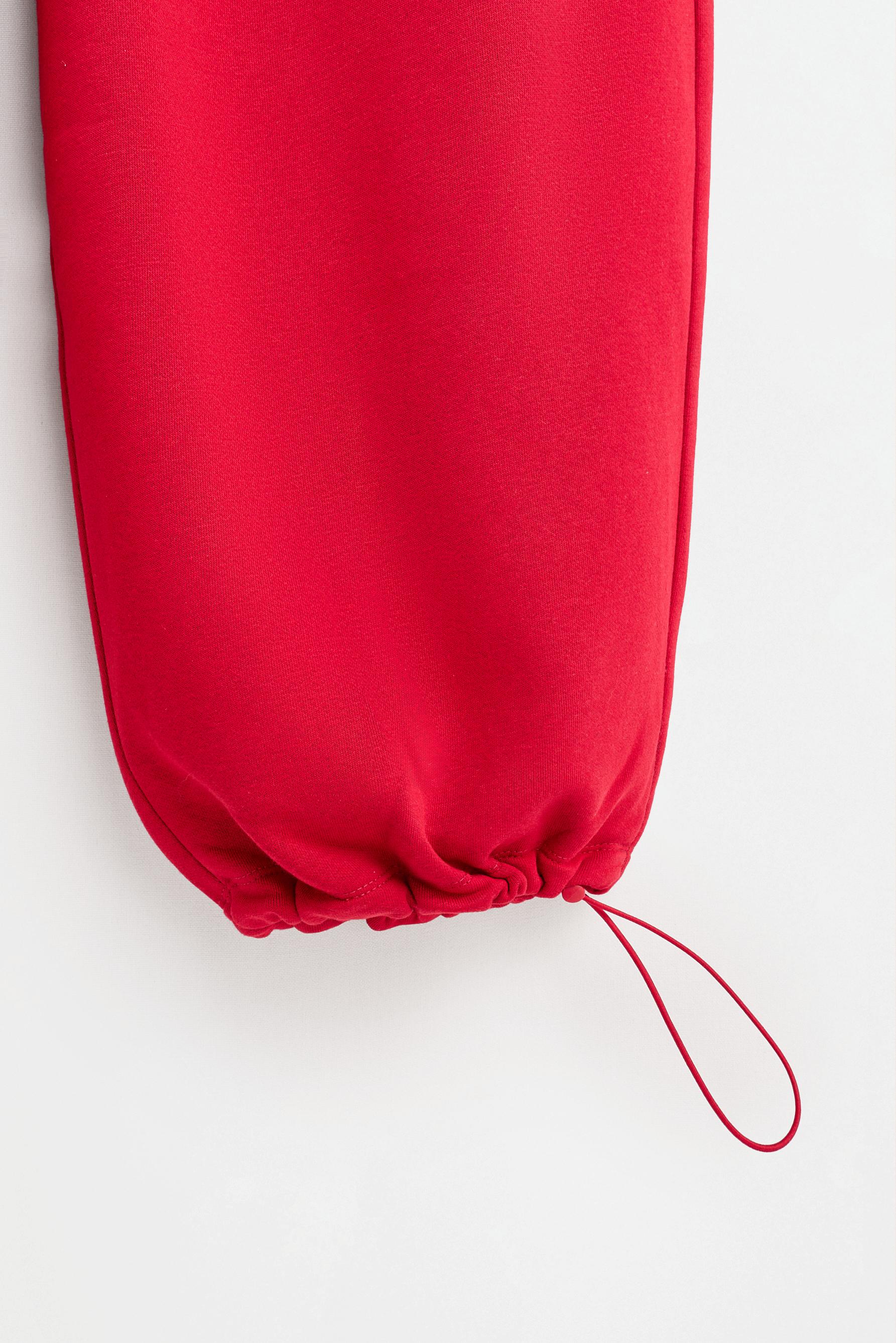 Barrel-leg plush trousers — RED