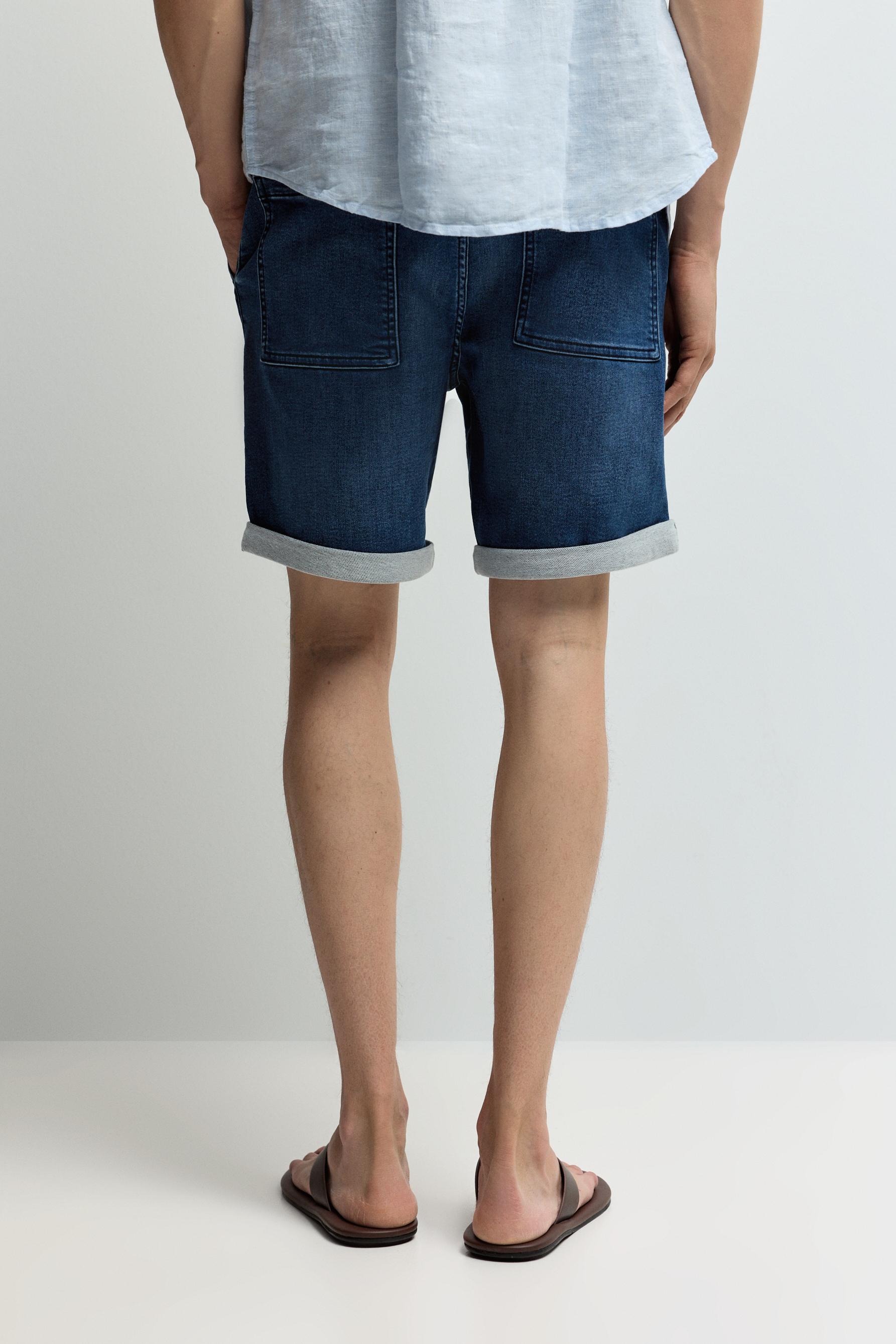 Denim jogger Bermuda shorts — INDIGO